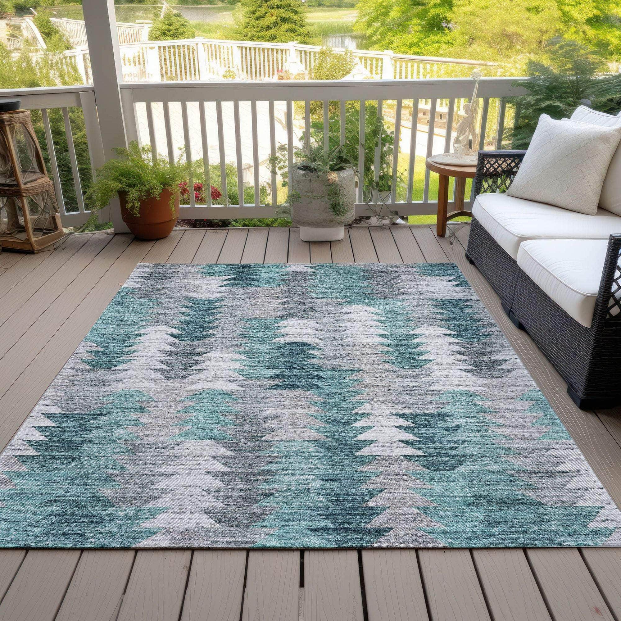 Machine Made ACN632 Teal Rugs