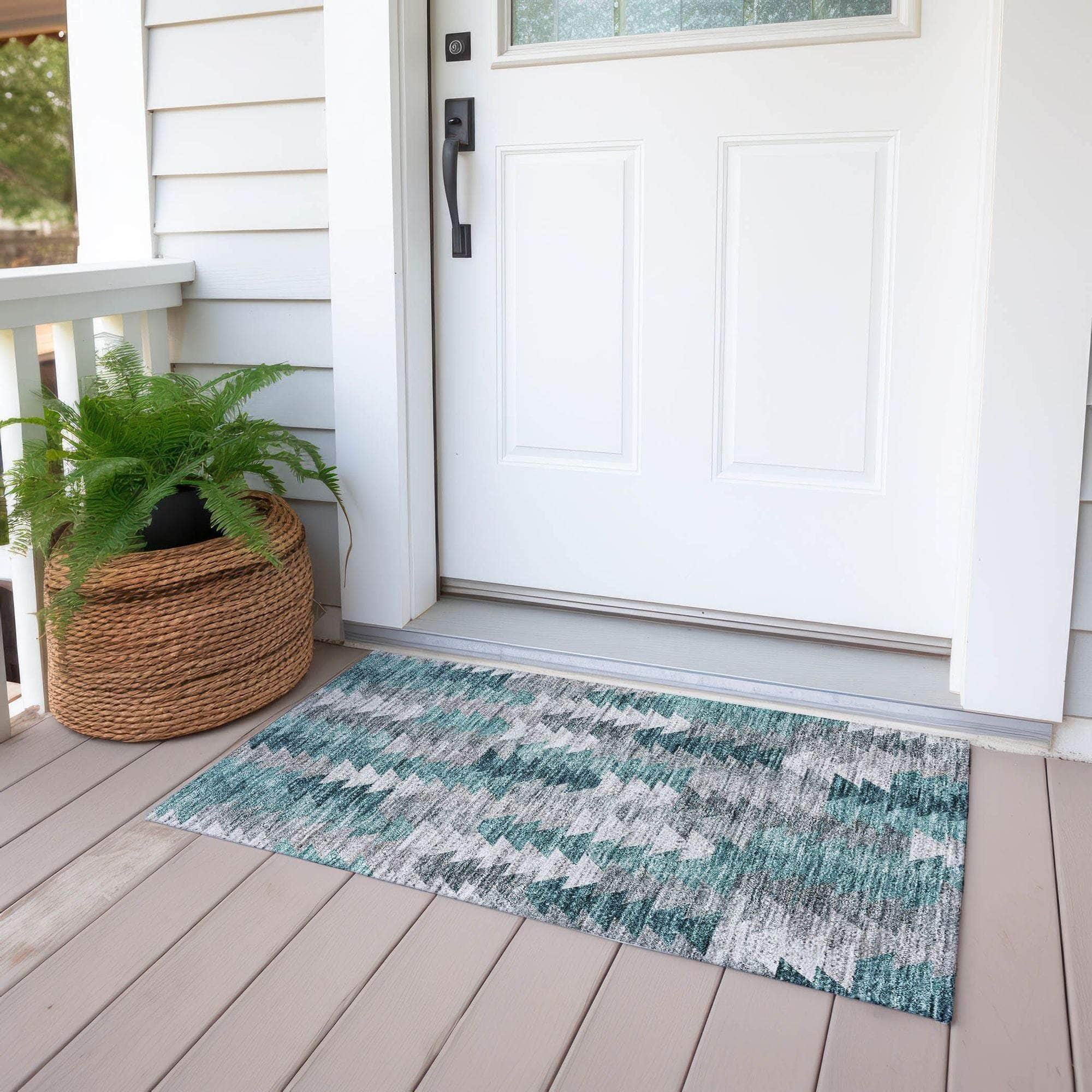 Machine Made ACN632 Teal Rugs