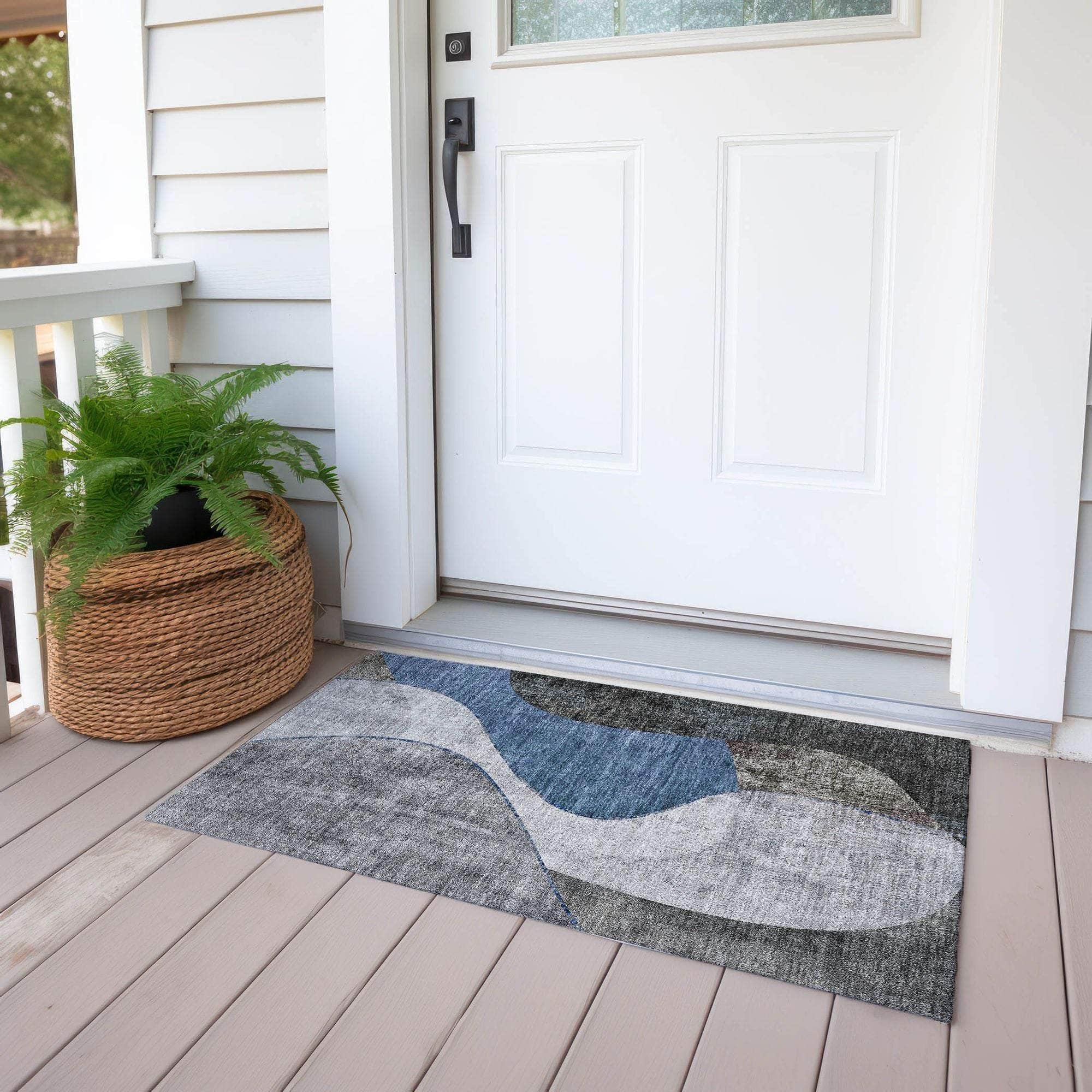 Machine Made ACN633 Blue Rugs