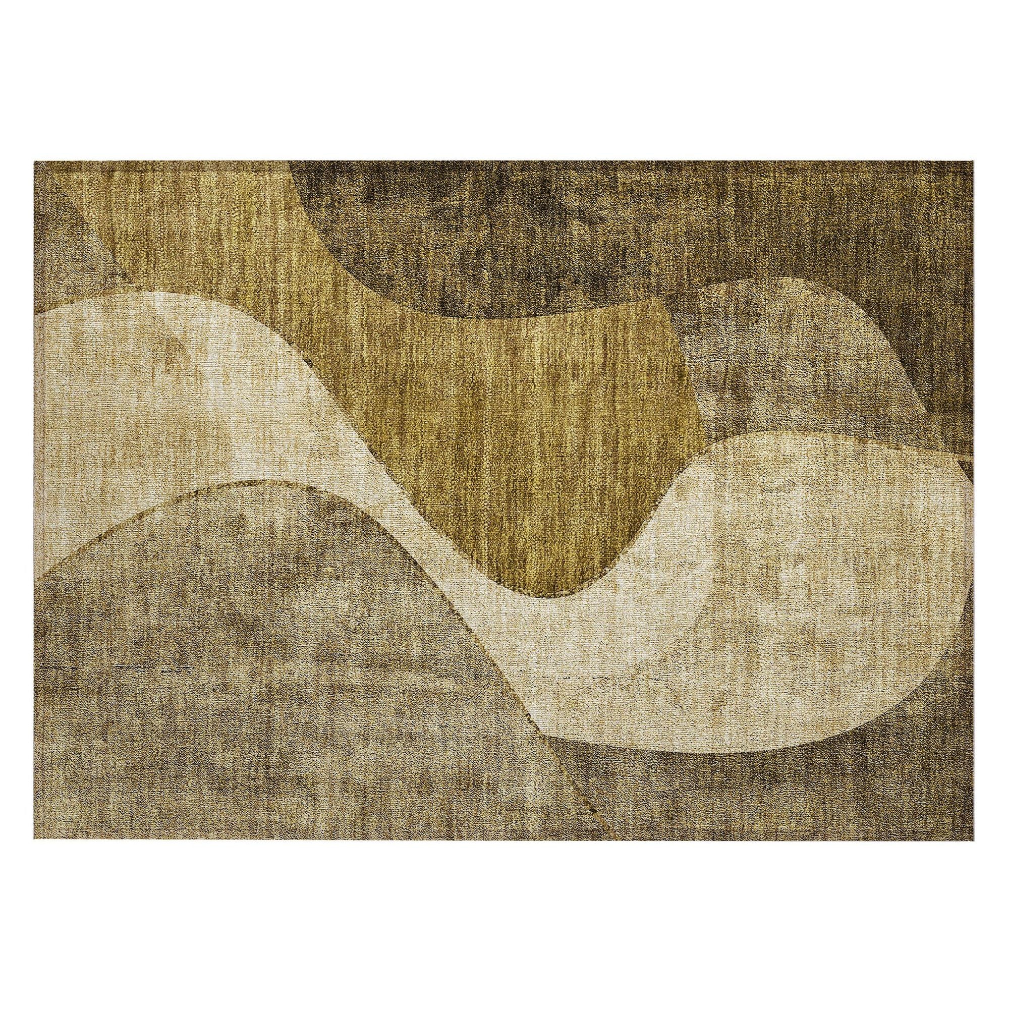 Machine Washable Brown Rug - Indoor / Outdoor - Kids / Pet Friendly Art Deco Print Rug