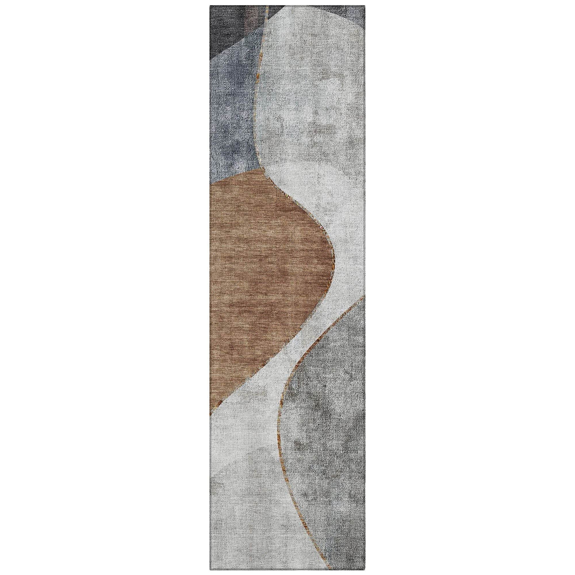 Machine Washable Gray Rug - Indoor / Outdoor - Kids / Pet Friendly Art Deco Print Rug