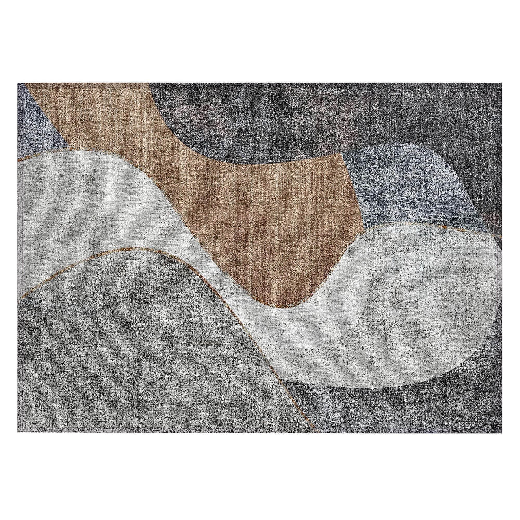 Machine Washable Gray Rug - Indoor / Outdoor - Kids / Pet Friendly Art Deco Print Rug