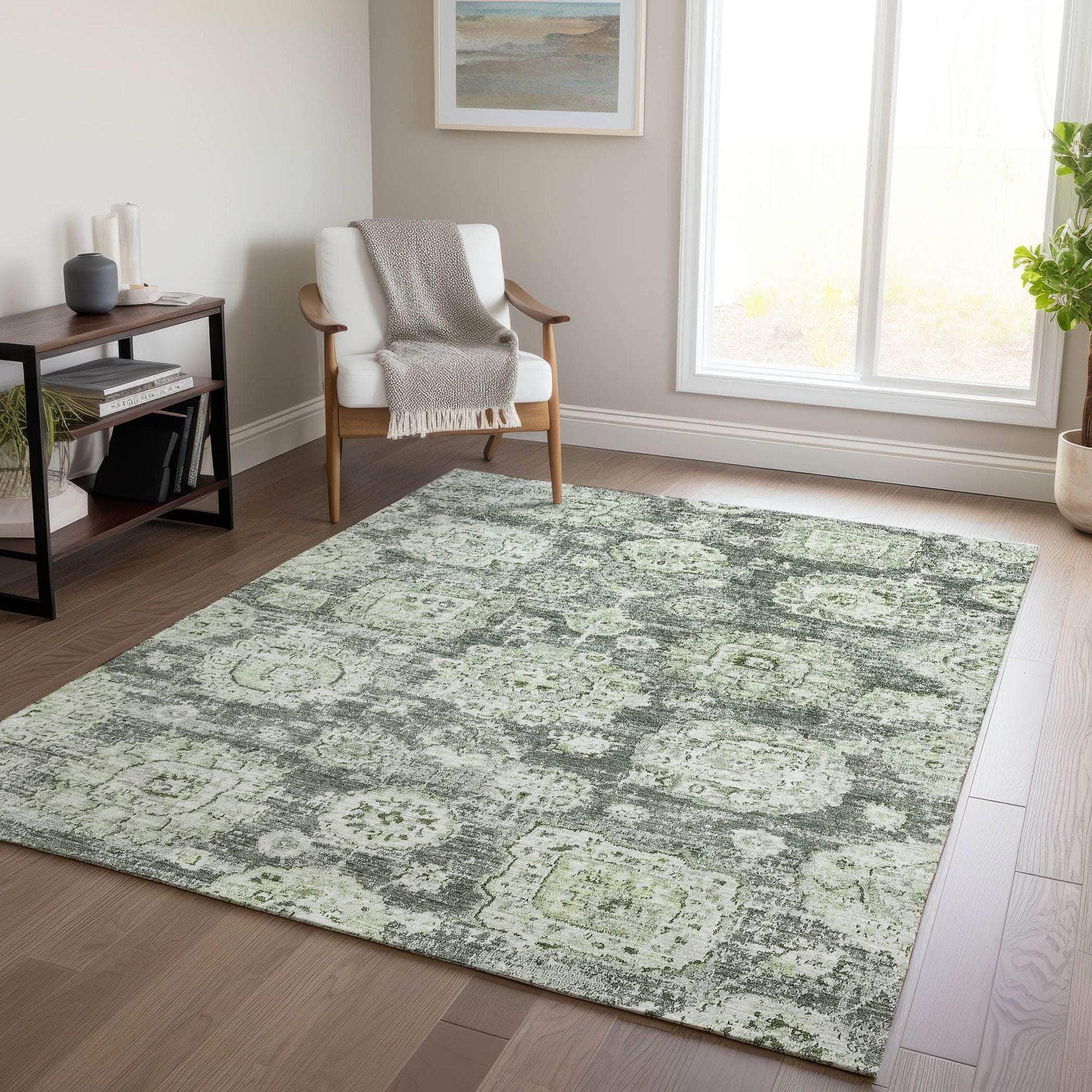 Machine Made ACN634 Aloe Green Rugs