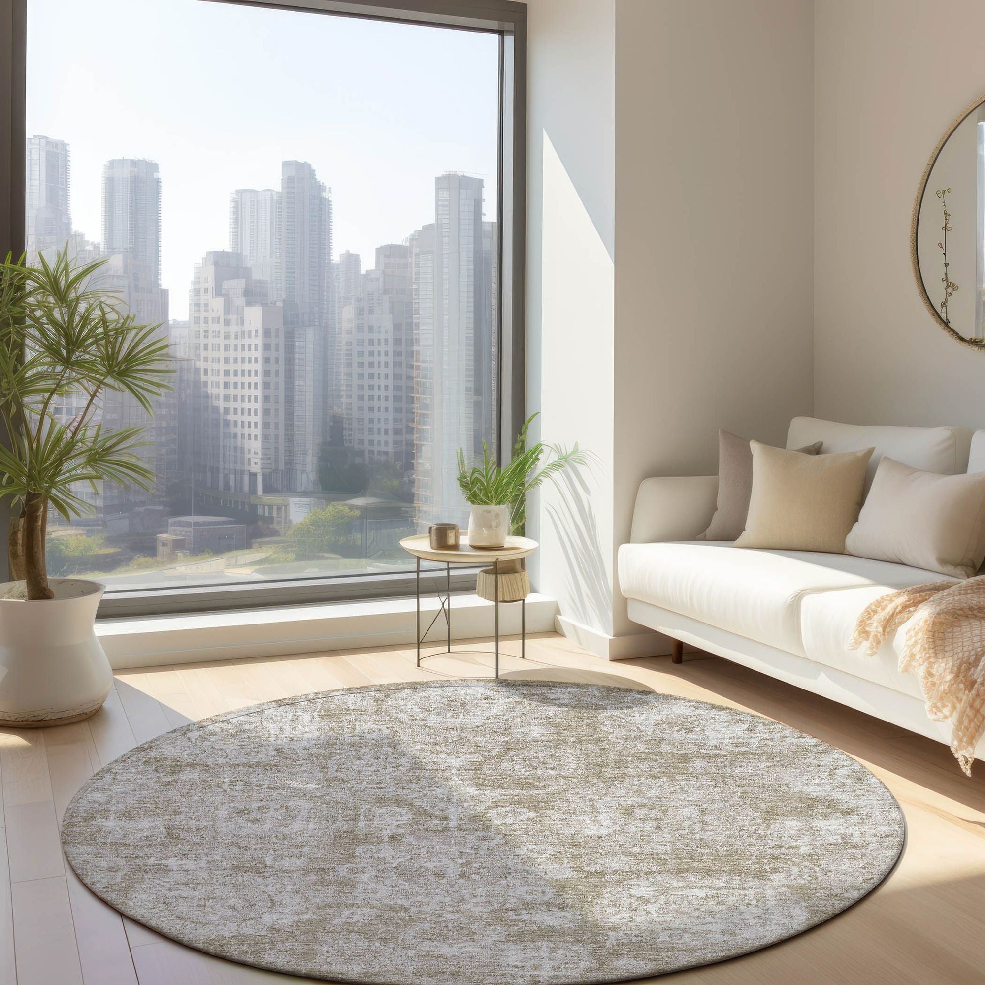 Machine Made ACN634 Beige Brown Rugs
