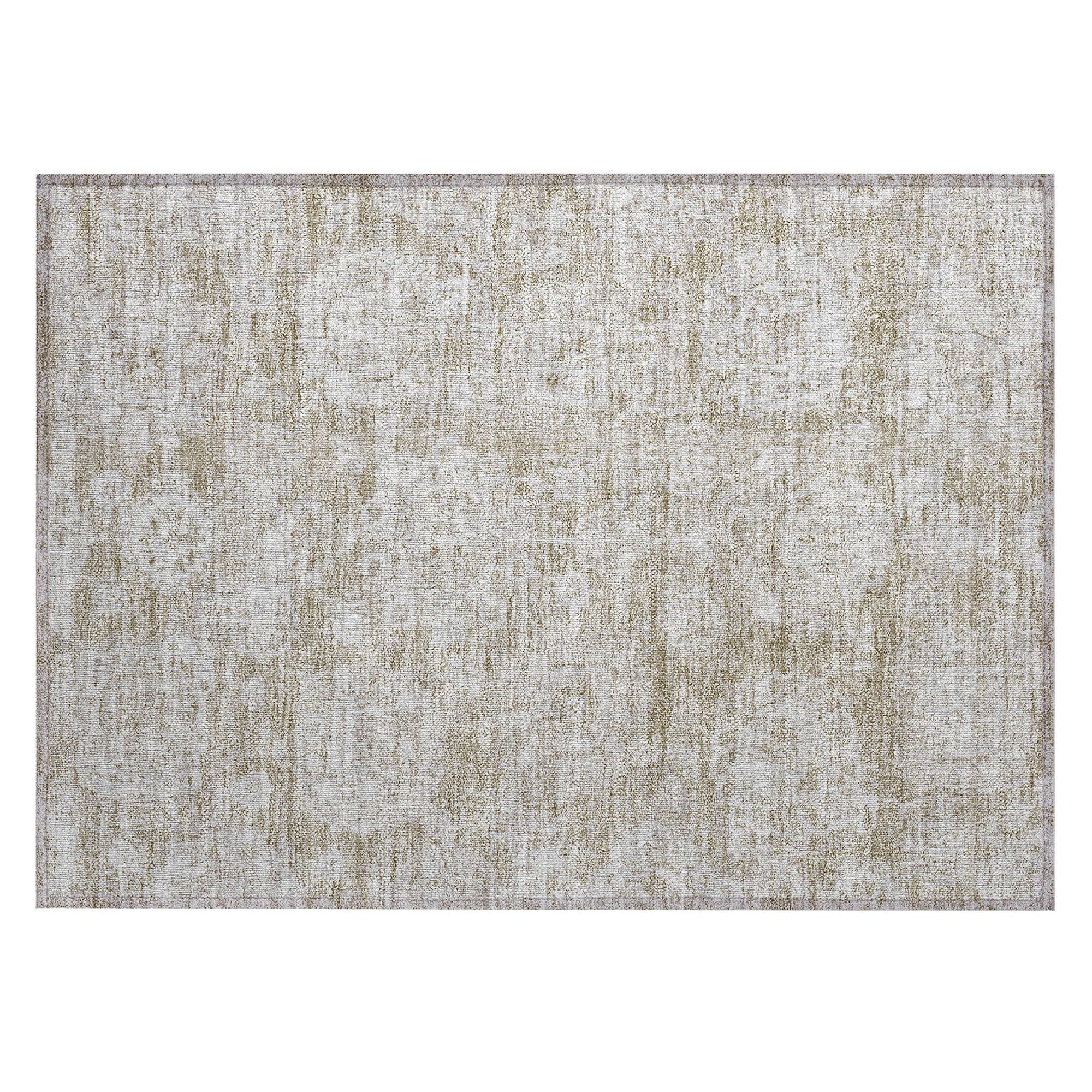 Machine Washable Beige Brown Rug - Indoor / Outdoor - Kids / Pet Friendly Floral Print Rug