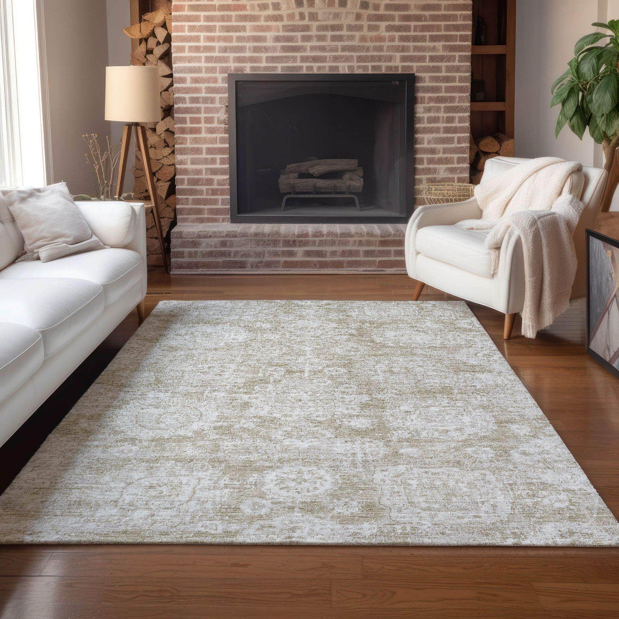 Machine Made ACN634 Beige Brown Rugs