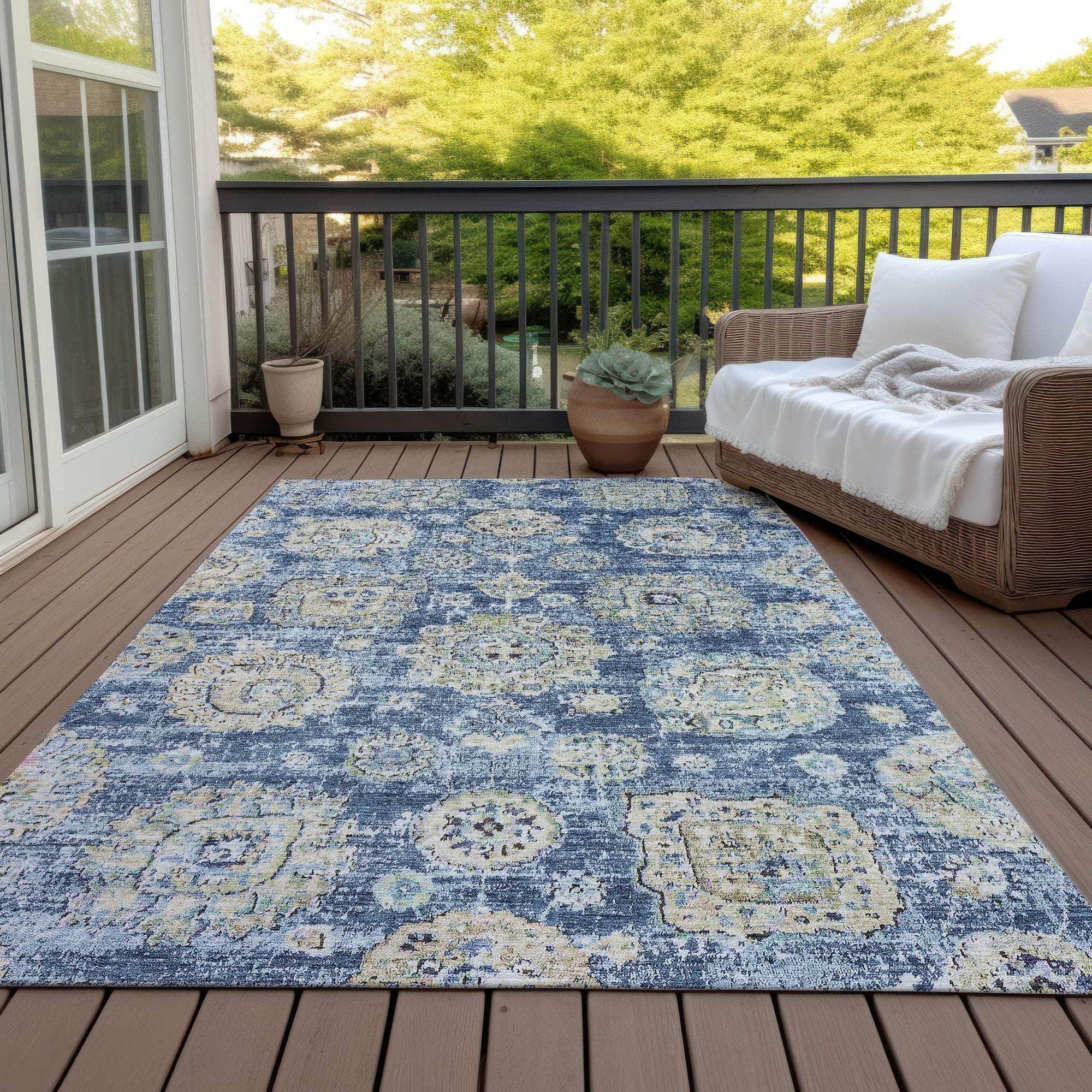 Machine Made ACN634 Blue Rugs