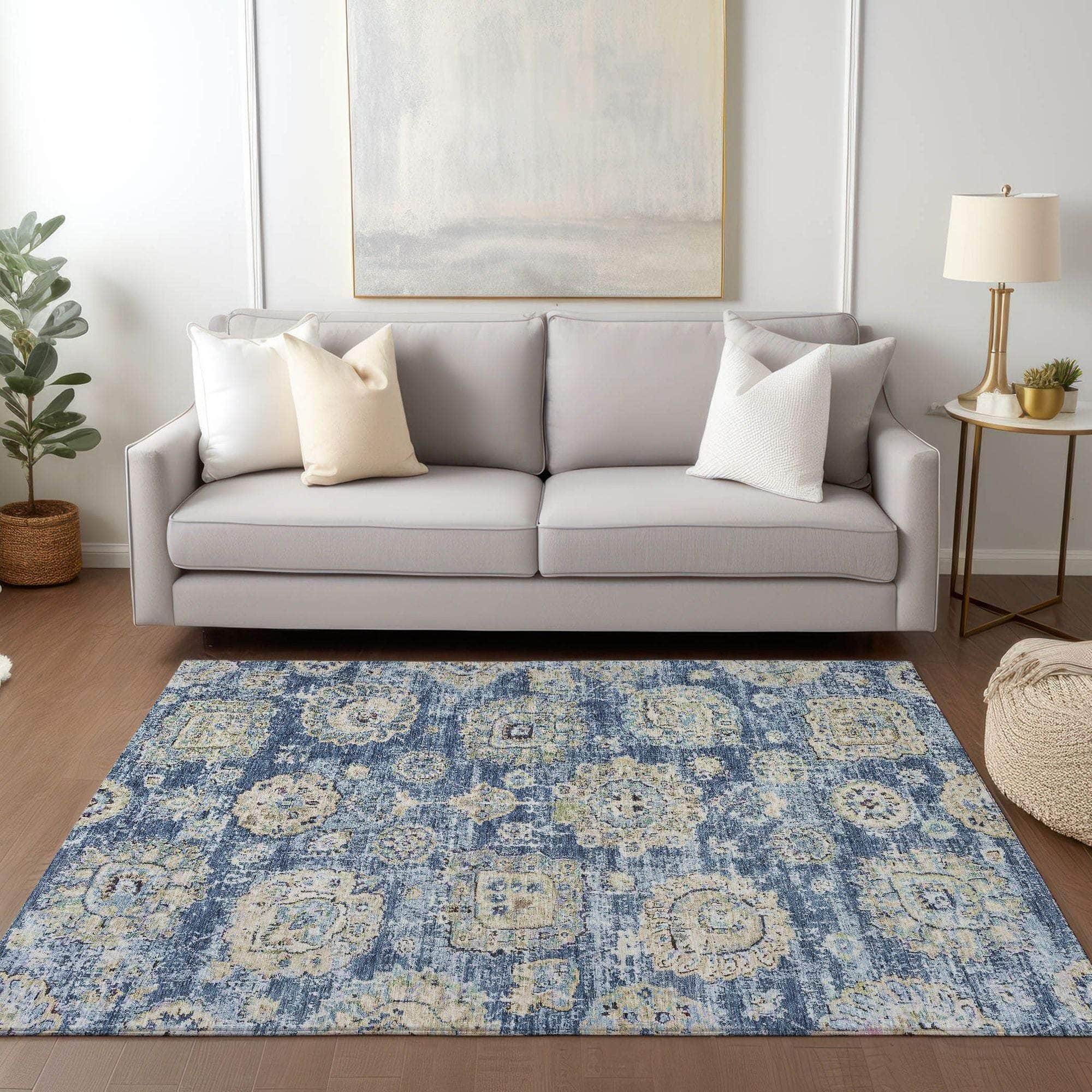Machine Made ACN634 Blue Rugs