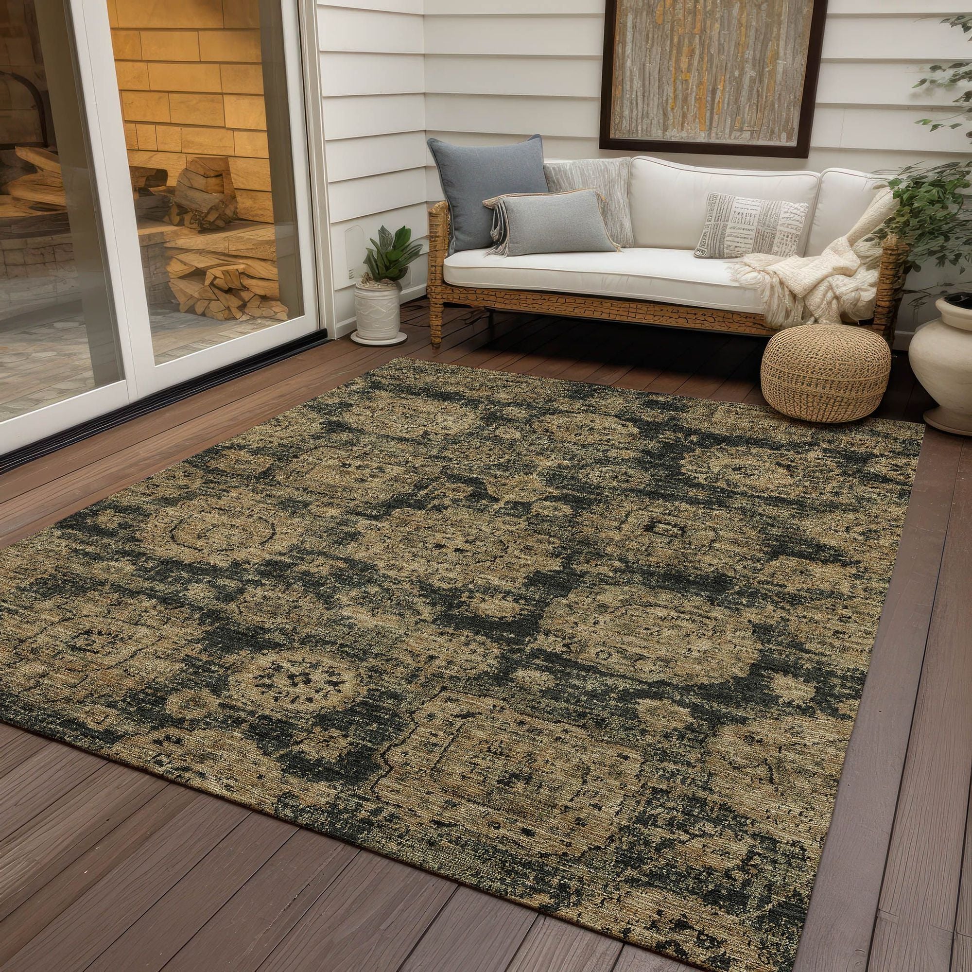 Machine Made ACN634 Charcoal Gray Rugs