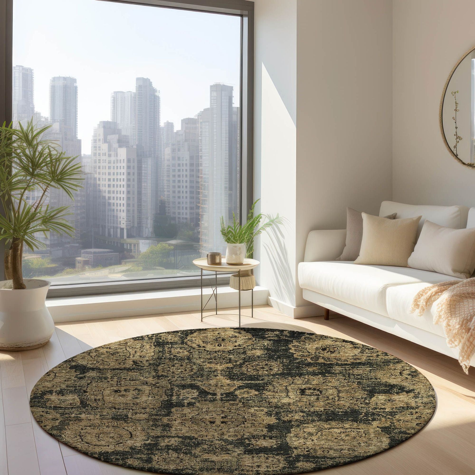 Machine Made ACN634 Charcoal Gray Rugs