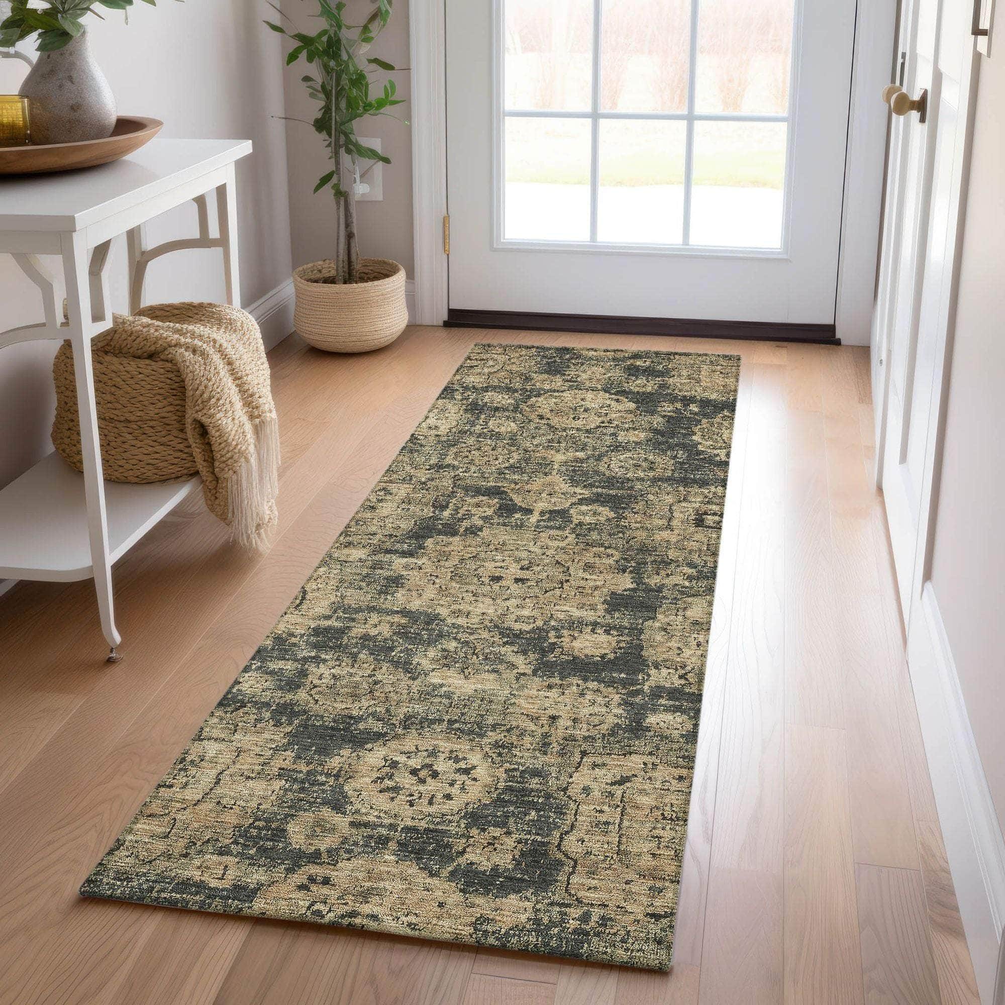 Machine Made ACN634 Charcoal Gray Rugs