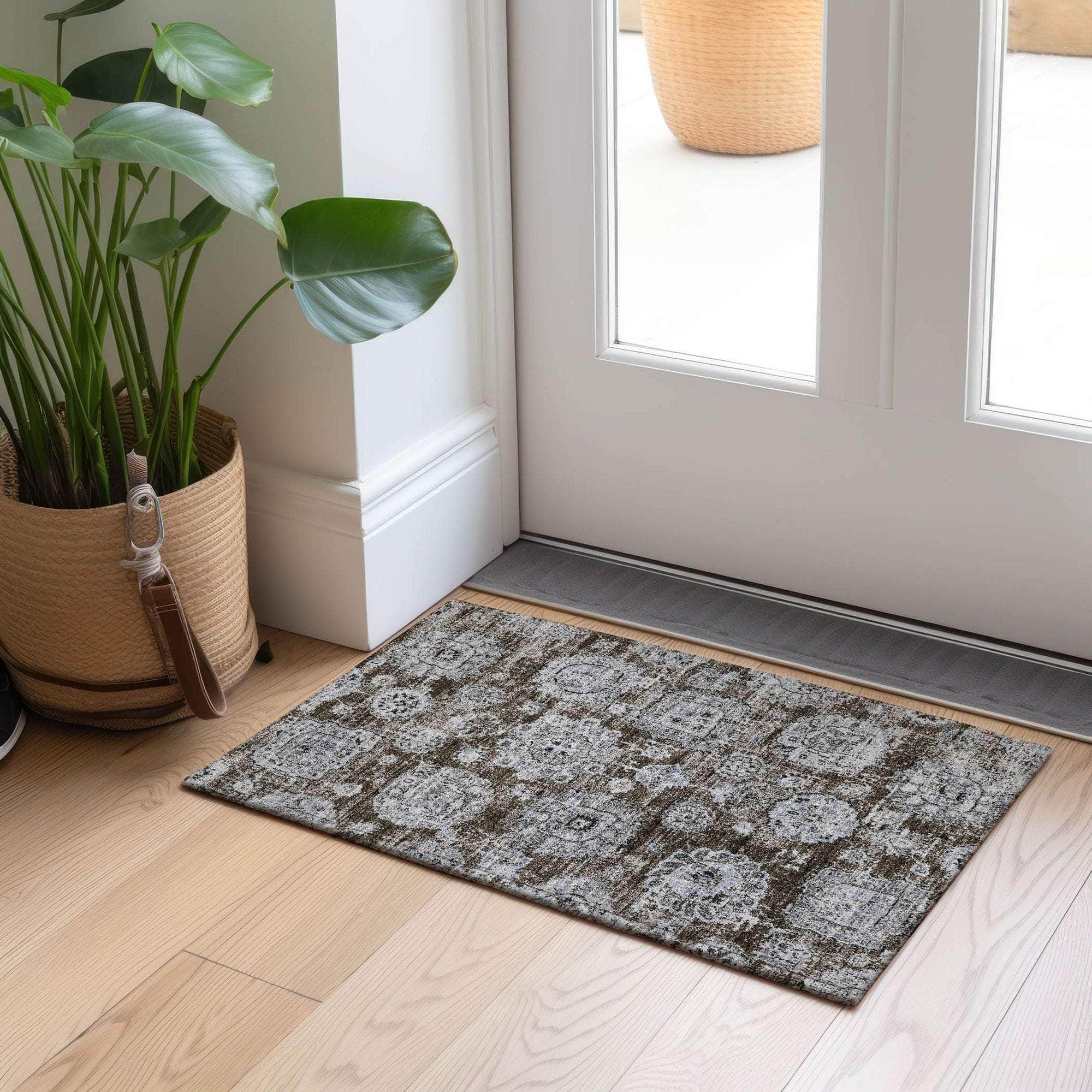 Machine Made ACN634 Chocolate Brown Rugs