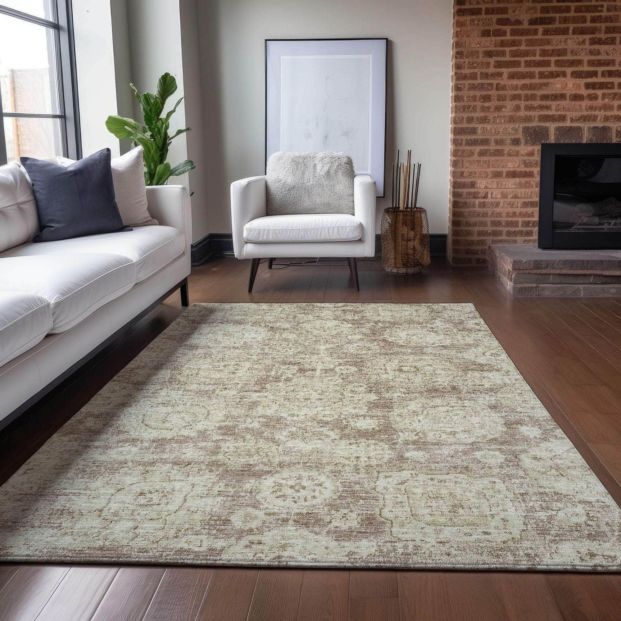 Machine Made ACN634 Mocha Brown Rugs