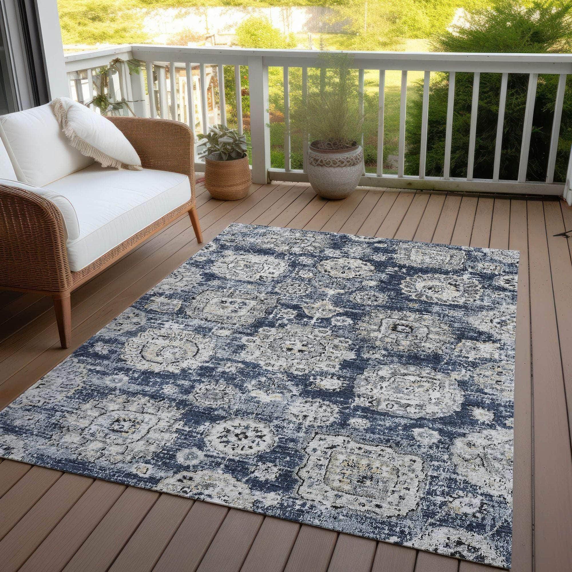 Machine Made ACN634 Navy Blue Rugs