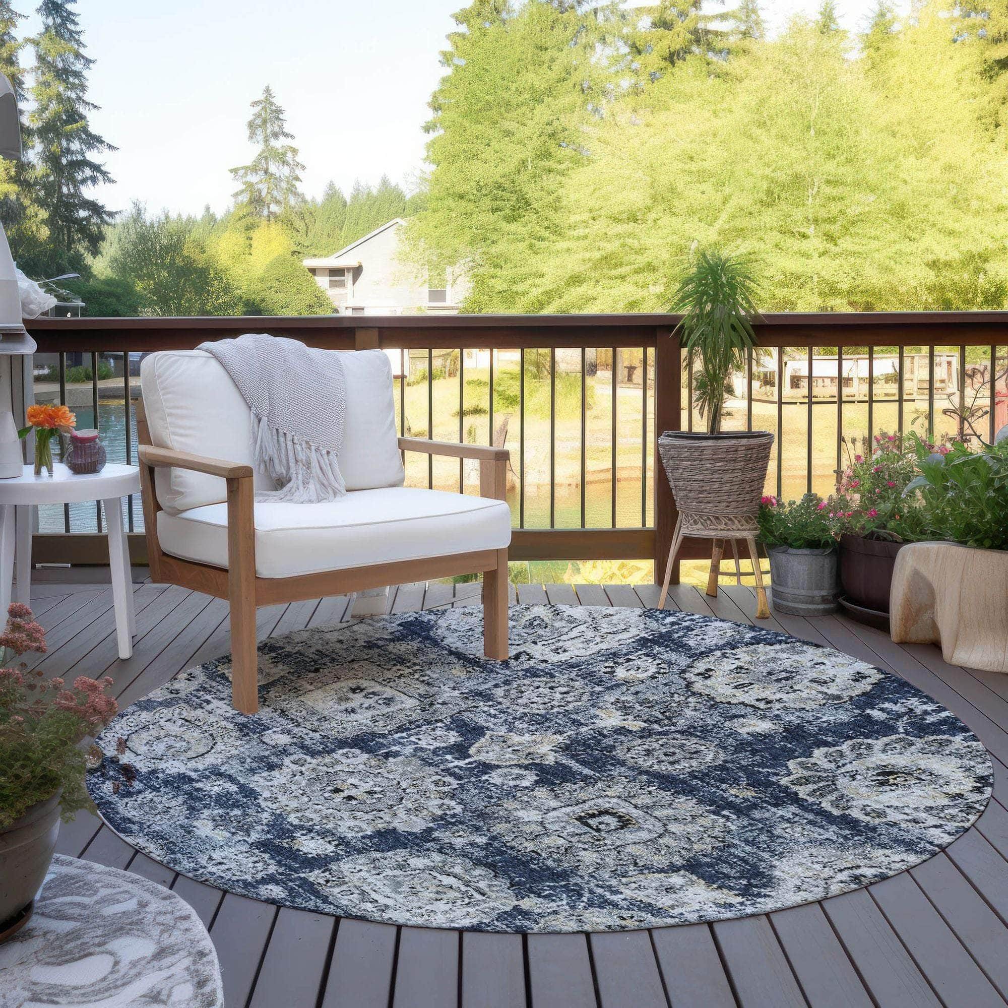 Machine Made ACN634 Navy Blue Rugs