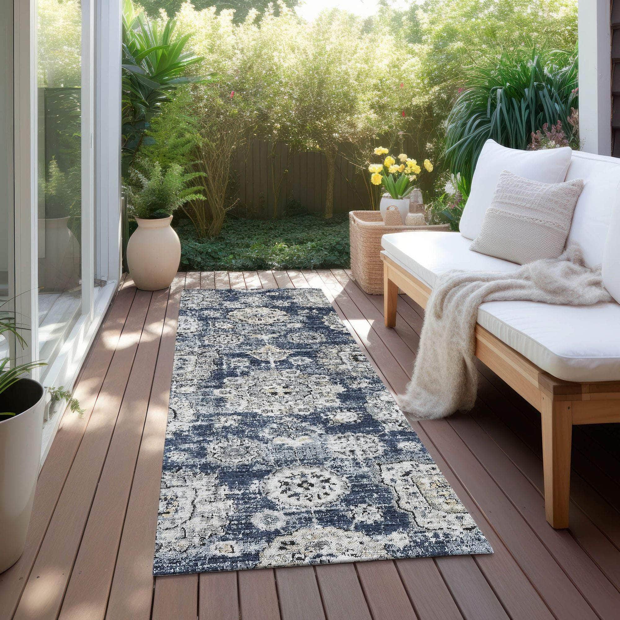 Machine Made ACN634 Navy Blue Rugs