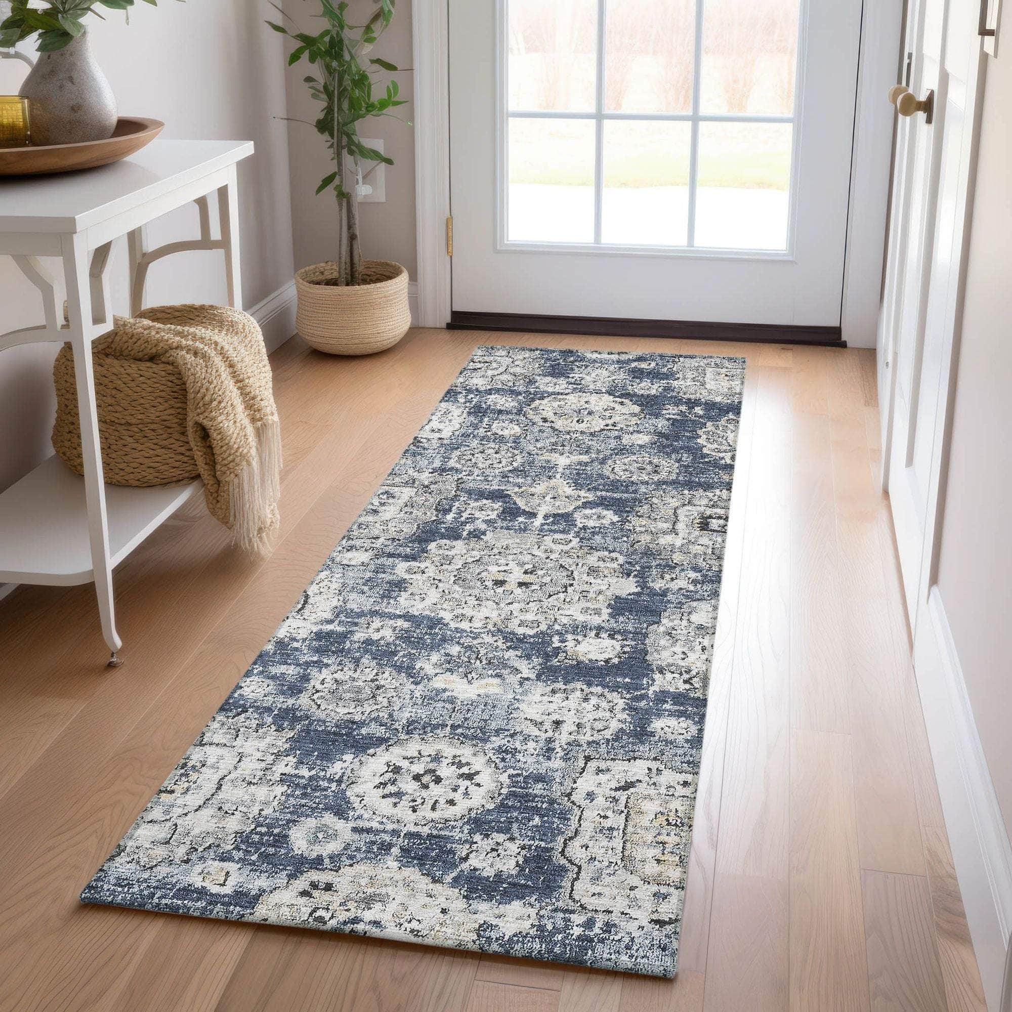Machine Made ACN634 Navy Blue Rugs