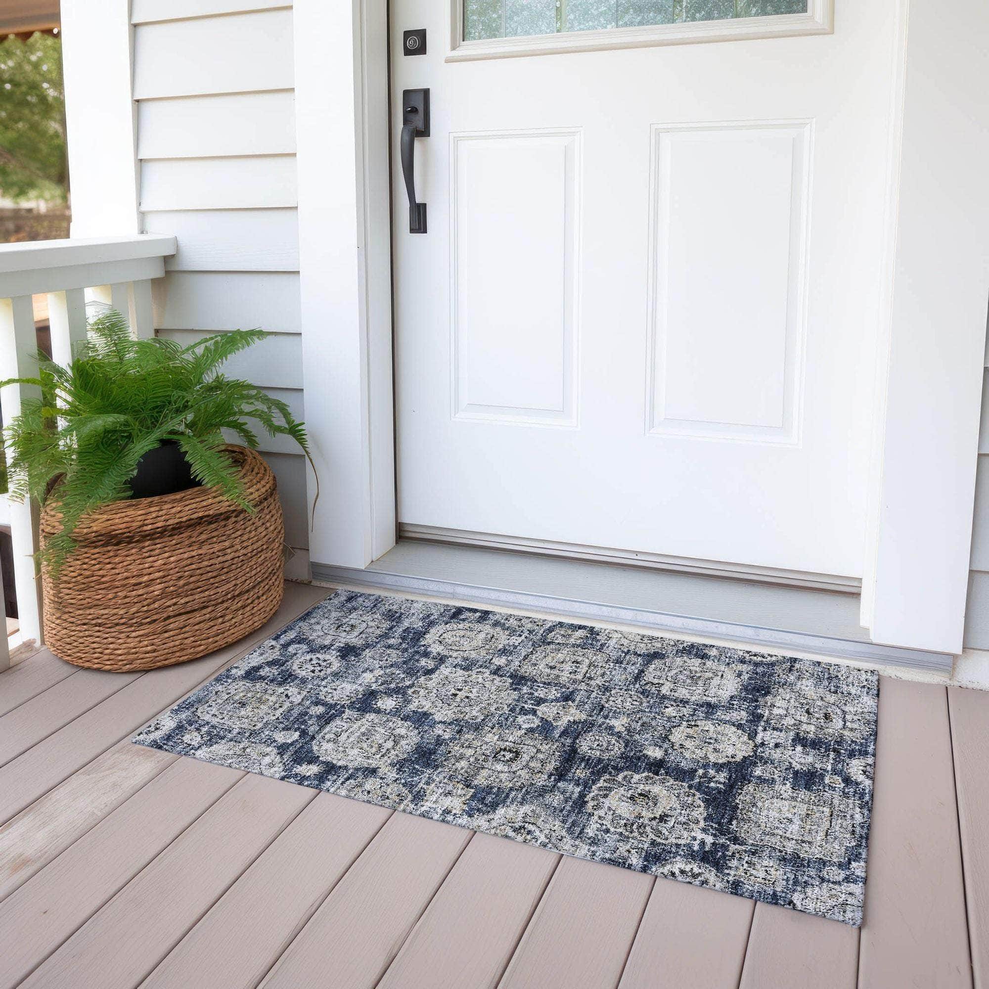 Machine Made ACN634 Navy Blue Rugs