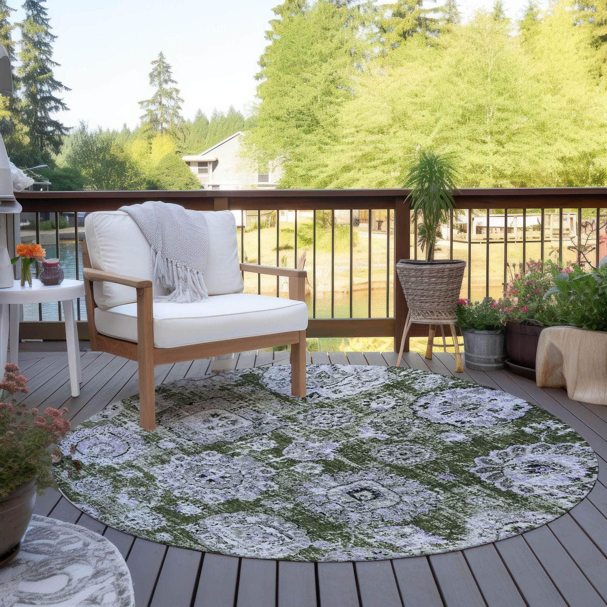 Machine Made ACN634 Olive Green Rugs
