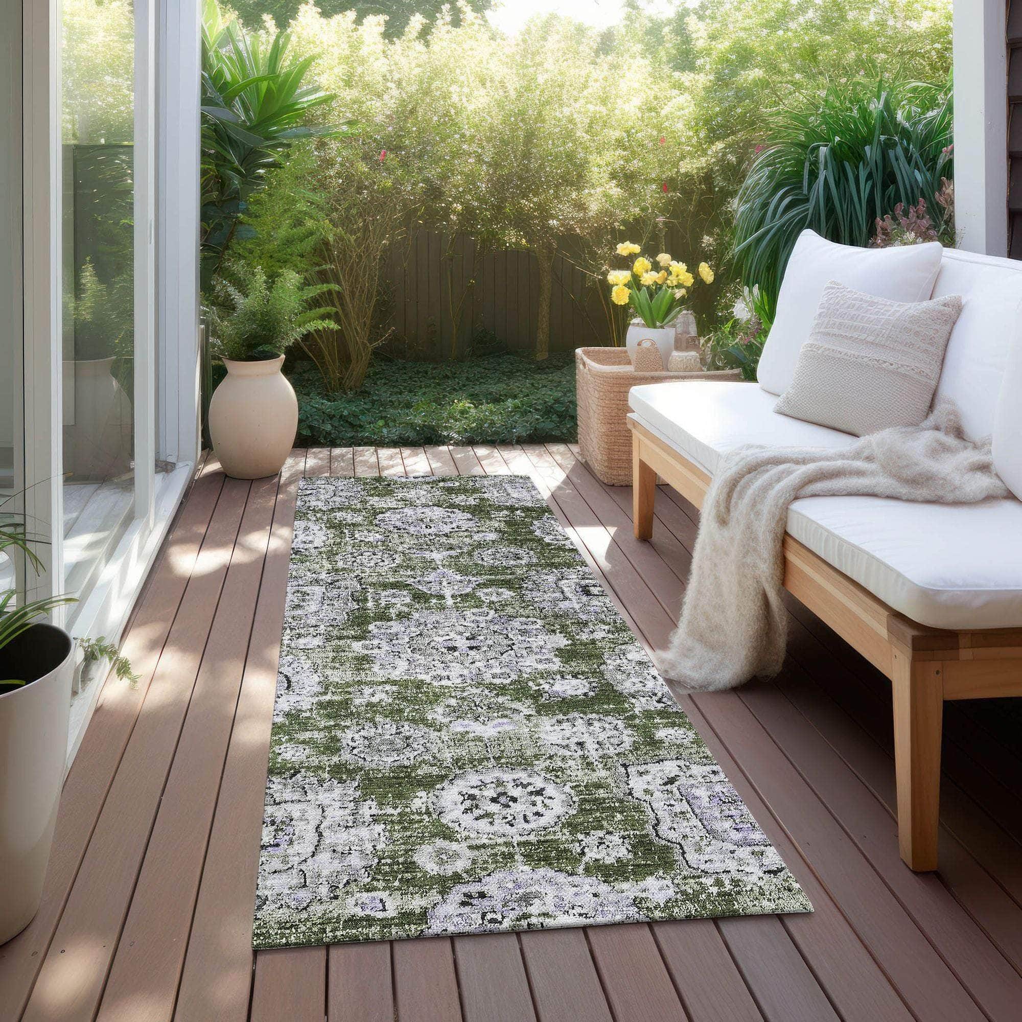 Machine Made ACN634 Olive Green Rugs