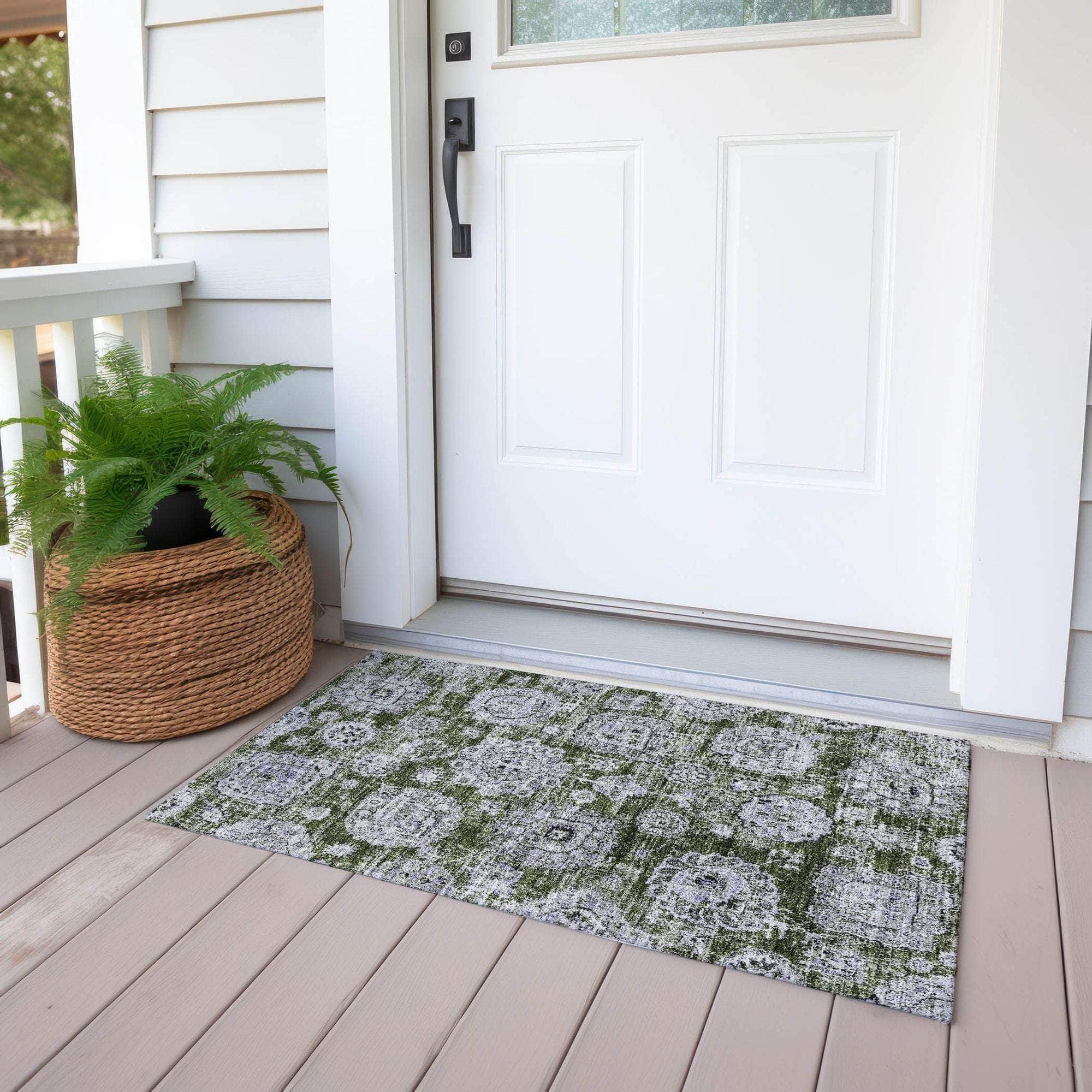 Machine Made ACN634 Olive Green Rugs