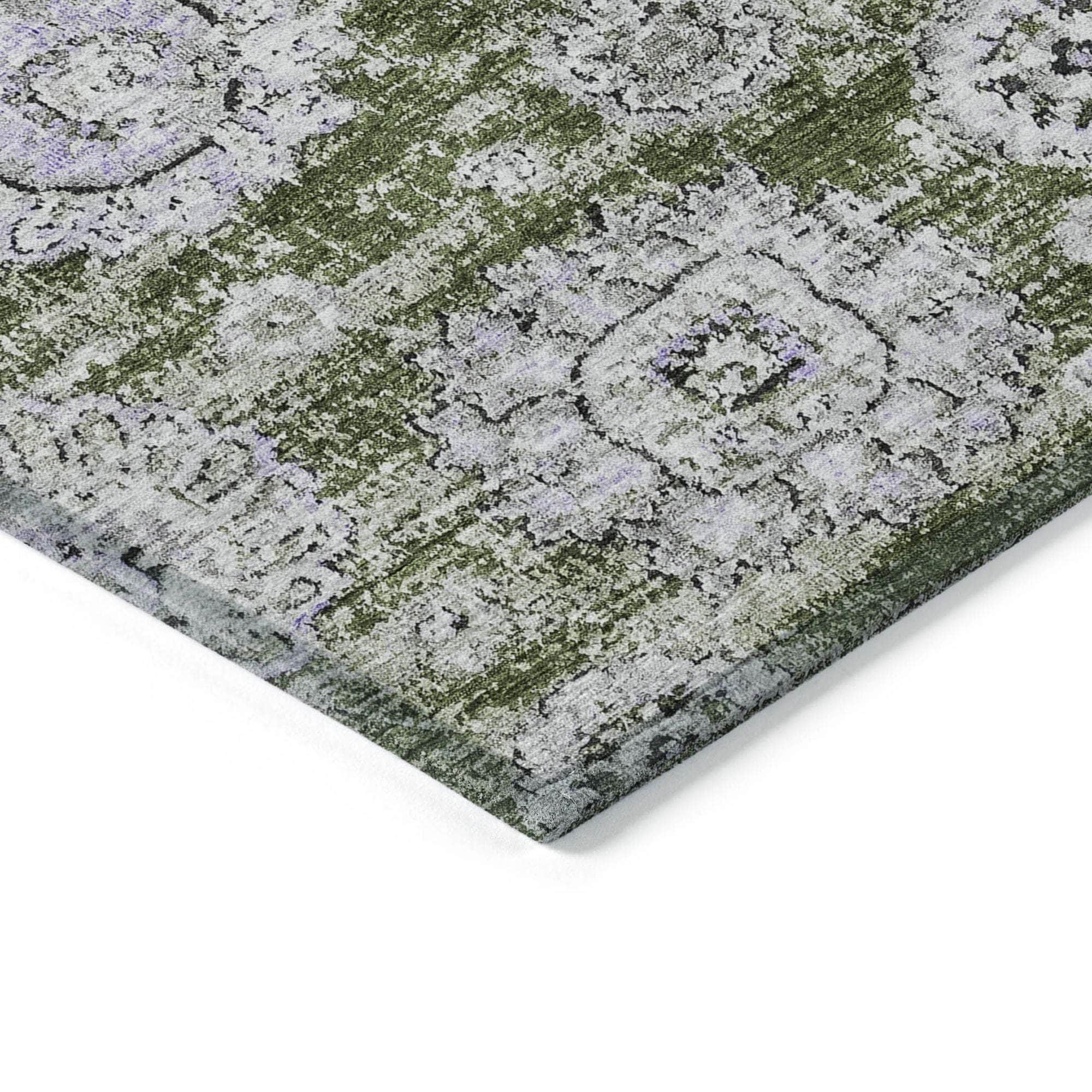 Machine Made ACN634 Olive Green Rugs