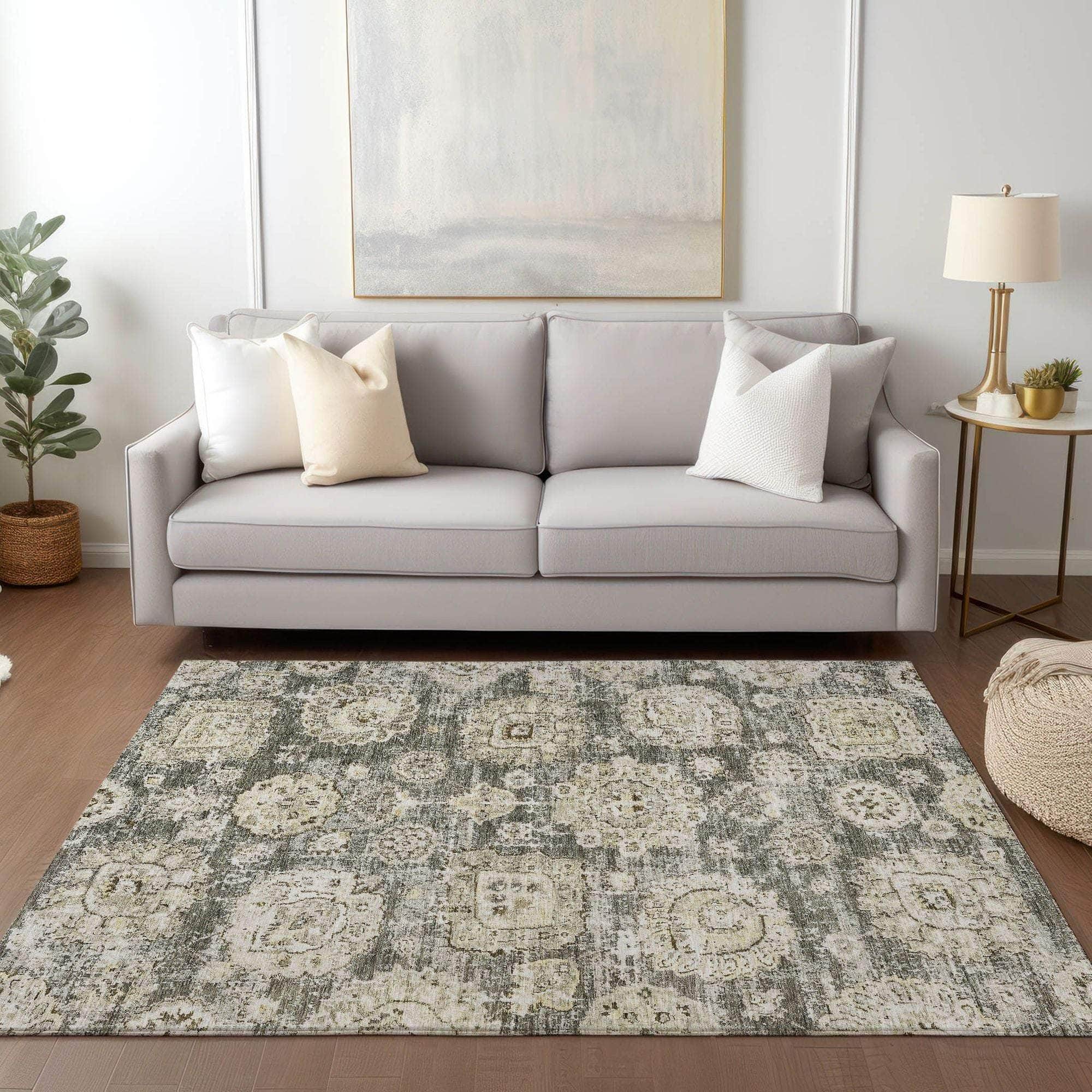 Machine Made ACN634 Taupe Brown Rugs