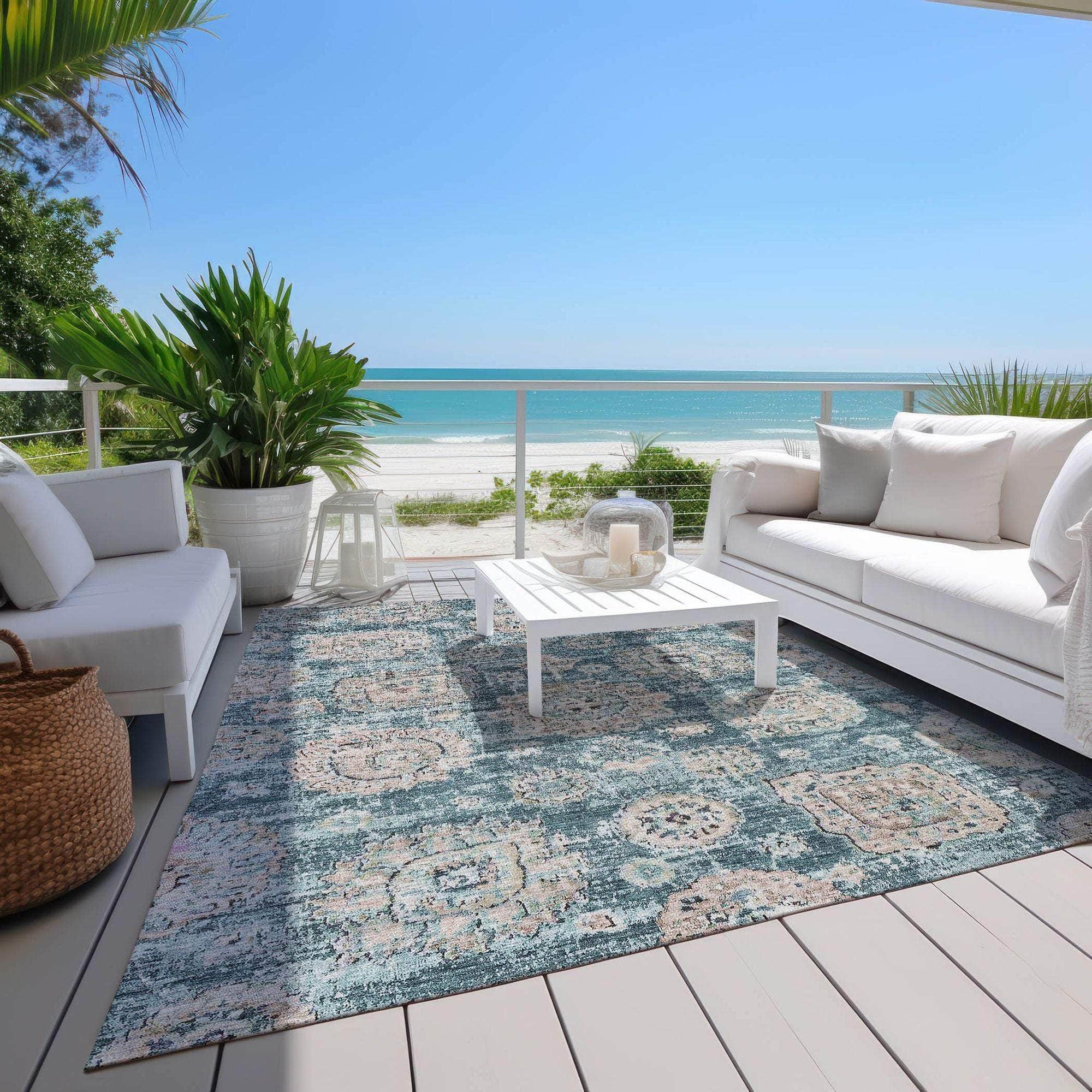 Machine Made ACN634 Teal Rugs