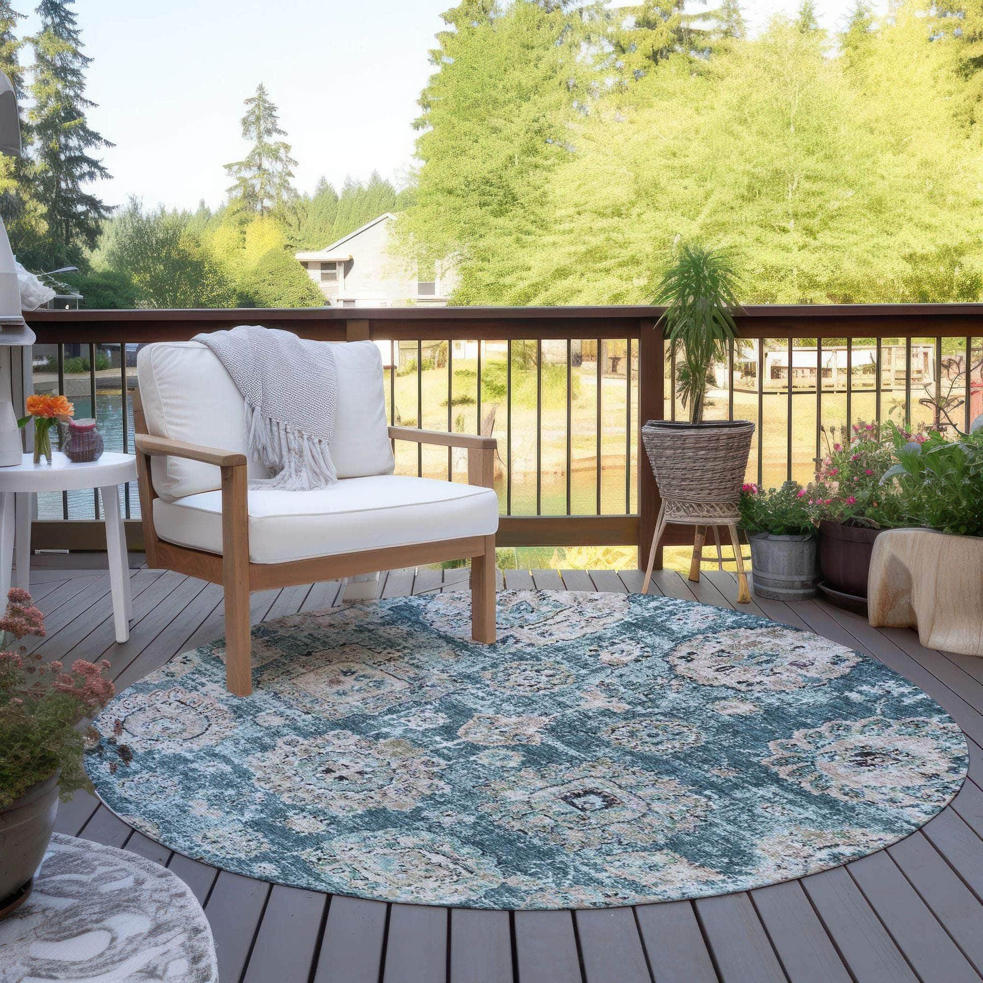 Machine Made ACN634 Teal Rugs