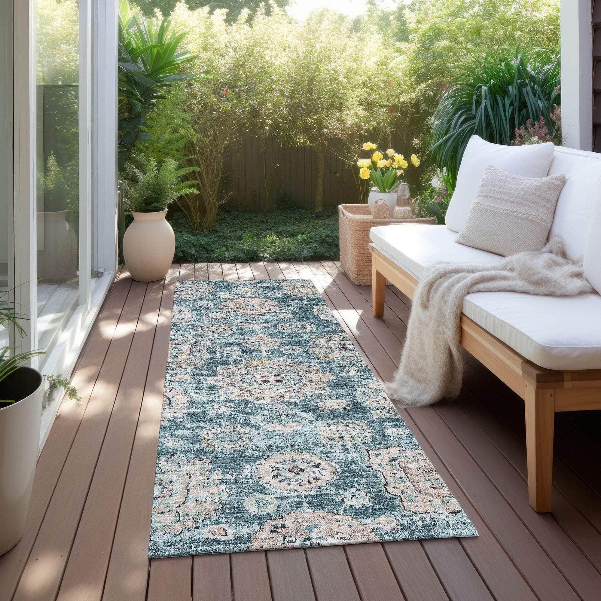 Machine Made ACN634 Teal Rugs