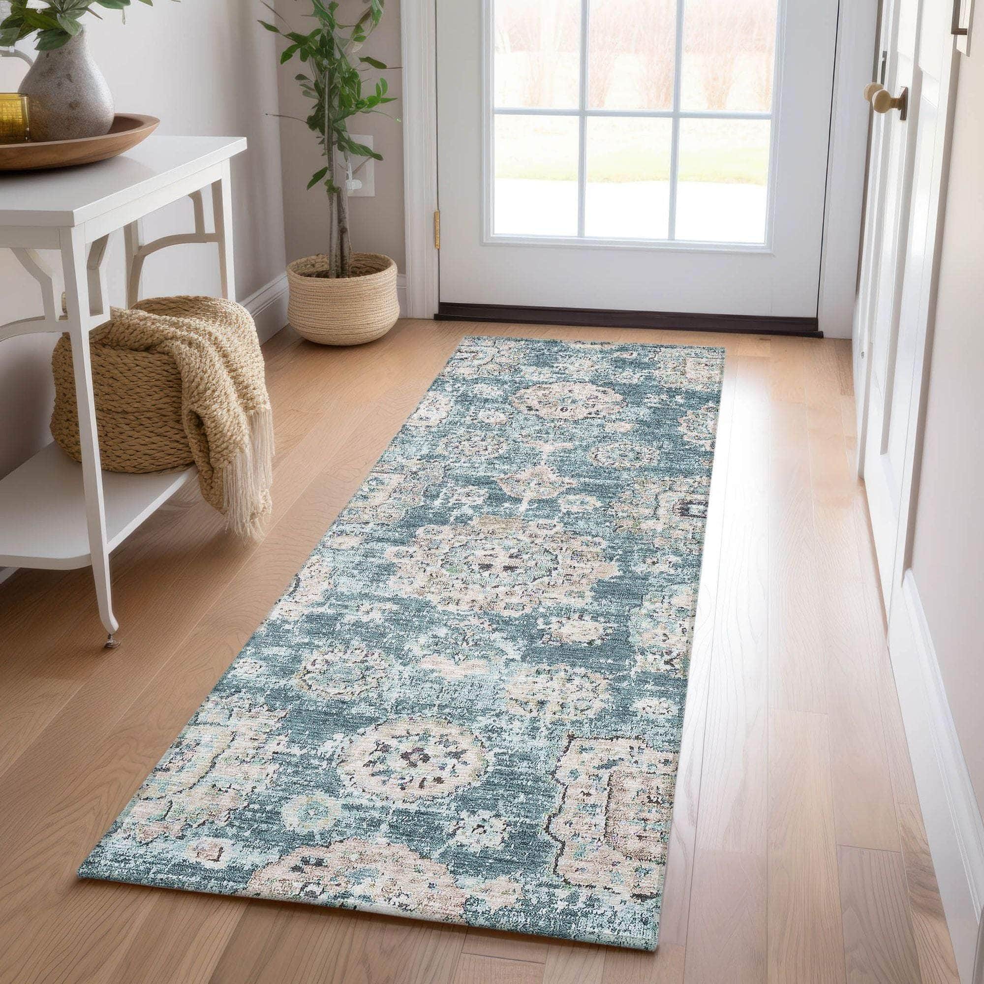 Machine Made ACN634 Teal Rugs