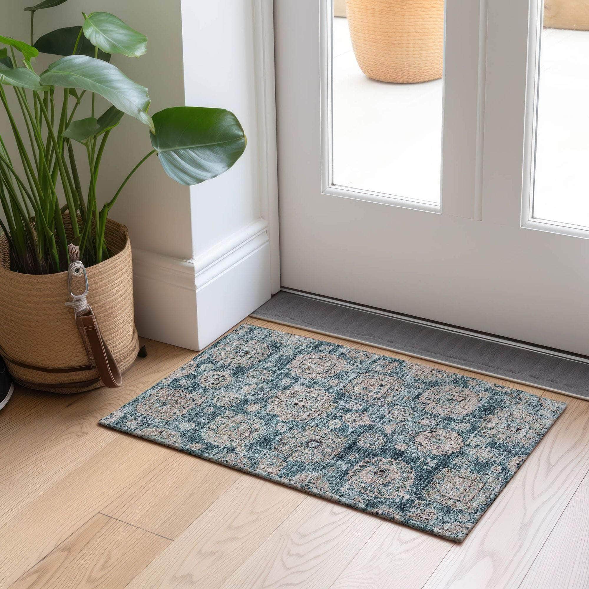 Machine Made ACN634 Teal Rugs