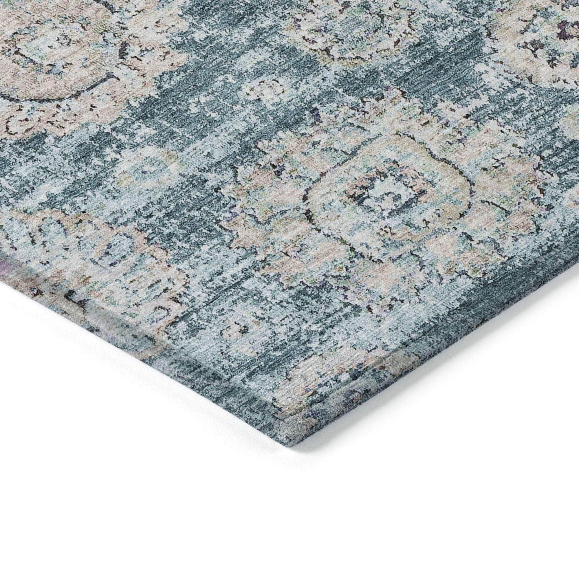 Machine Made ACN634 Teal Rugs