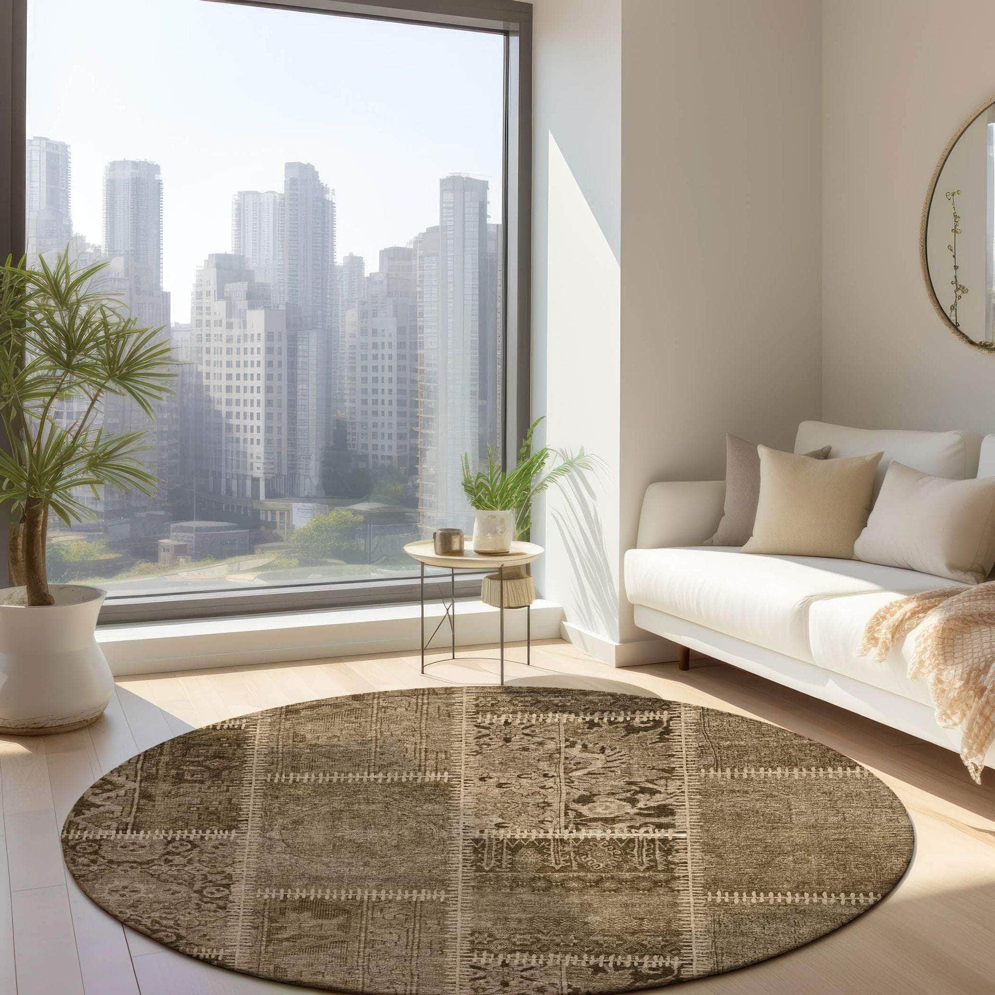 Machine Made ACN635 Brown Rugs