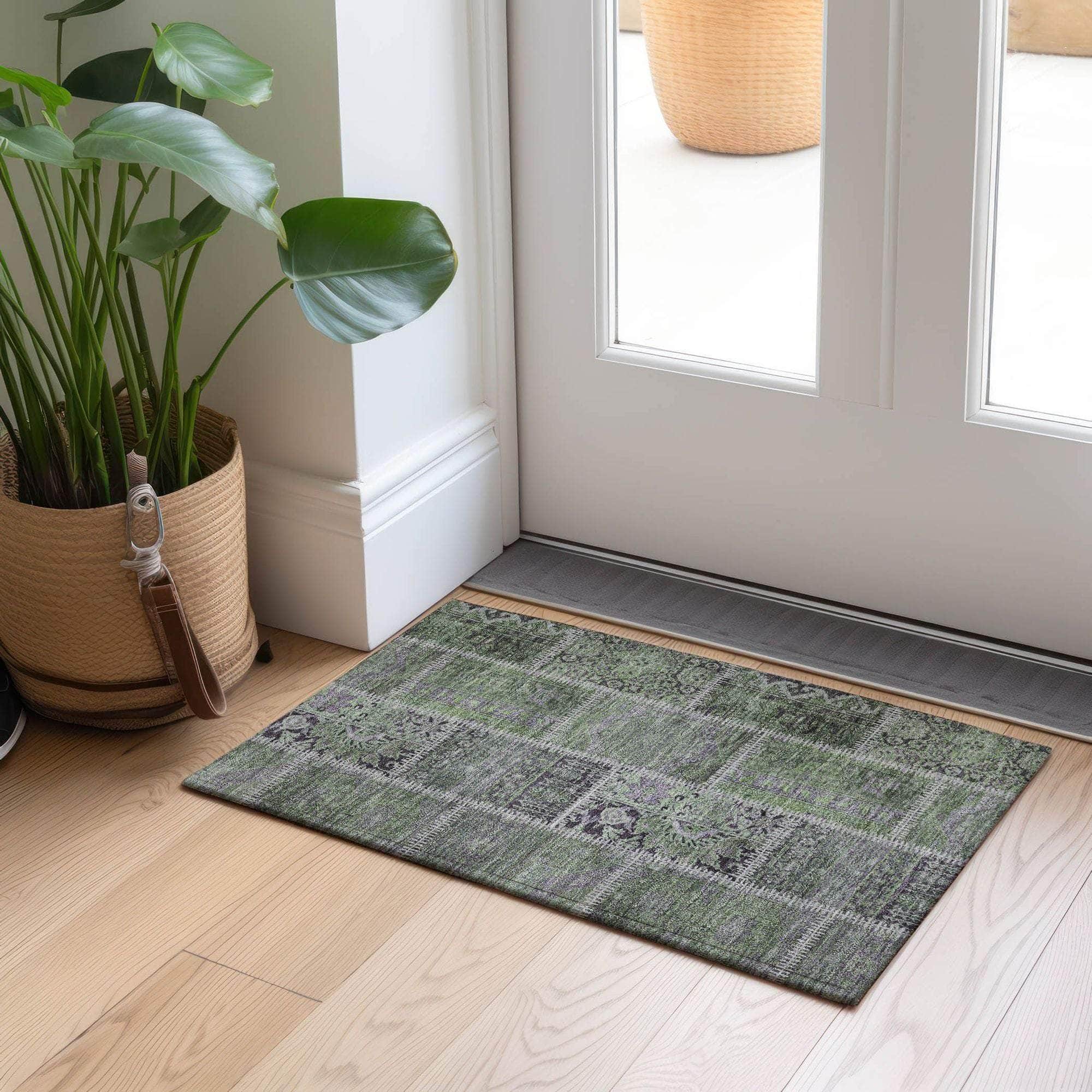 Machine Made ACN635 Green Rugs