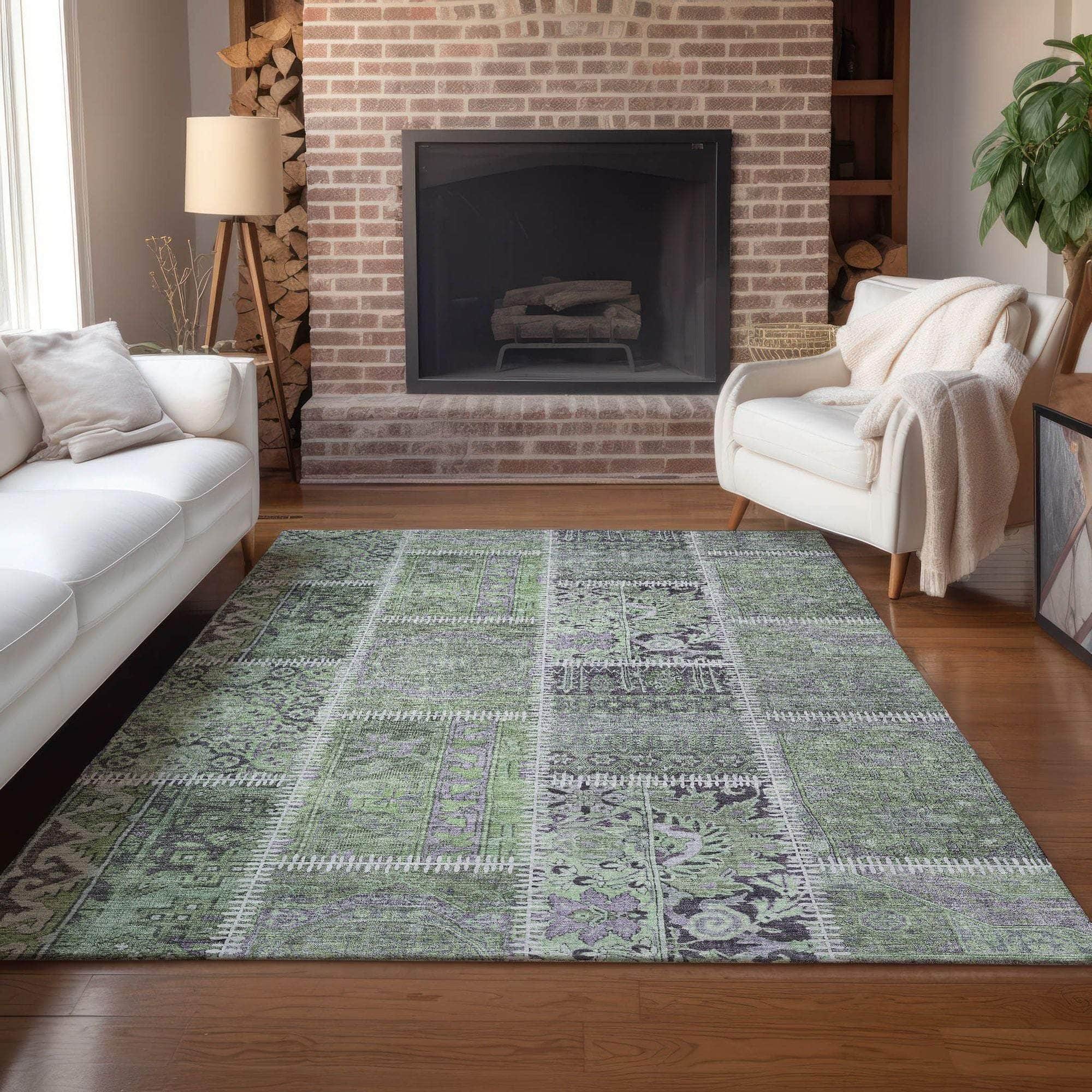Machine Made ACN635 Green Rugs