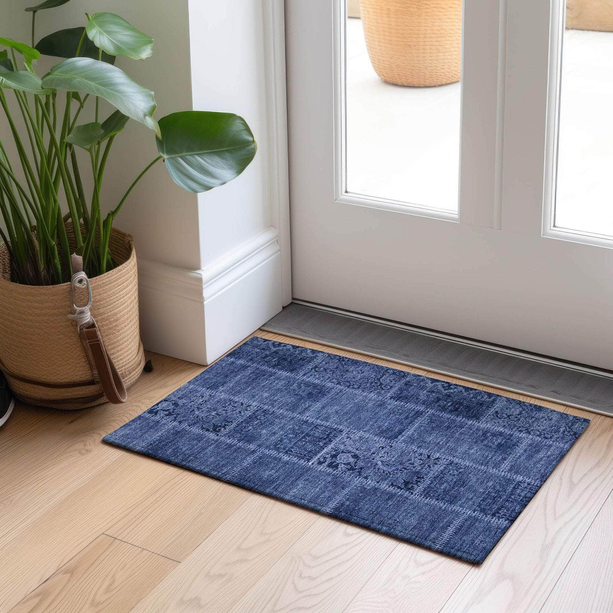 Machine Made ACN635 Navy Blue Rugs