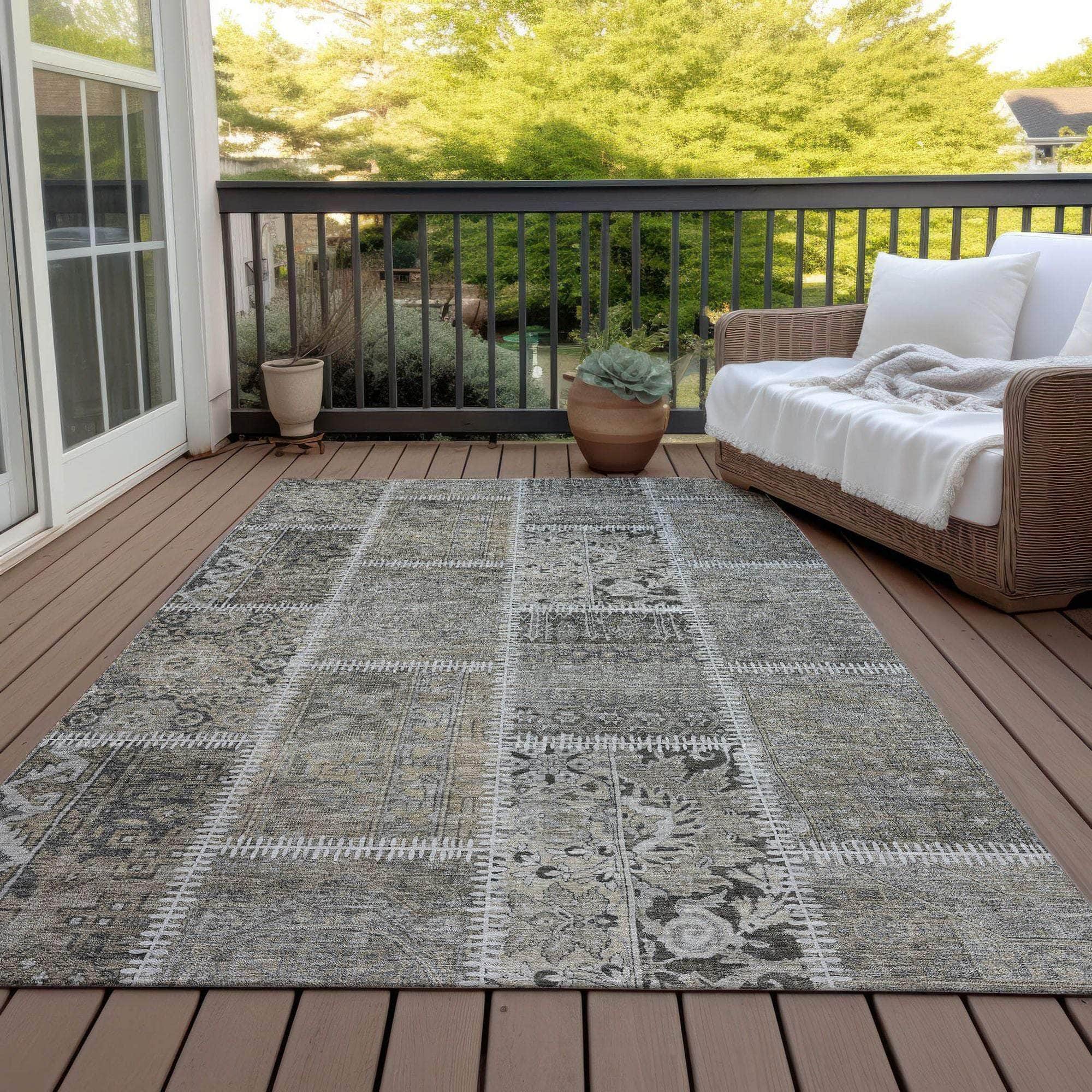 Machine Made ACN635 Taupe Brown Rugs