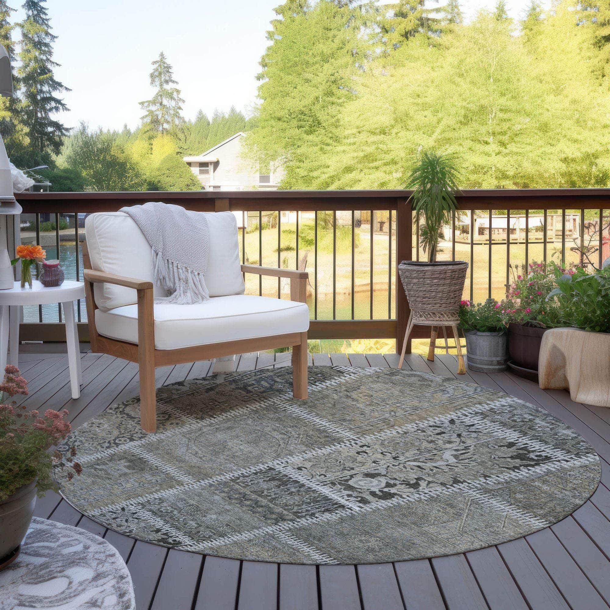 Machine Made ACN635 Taupe Brown Rugs