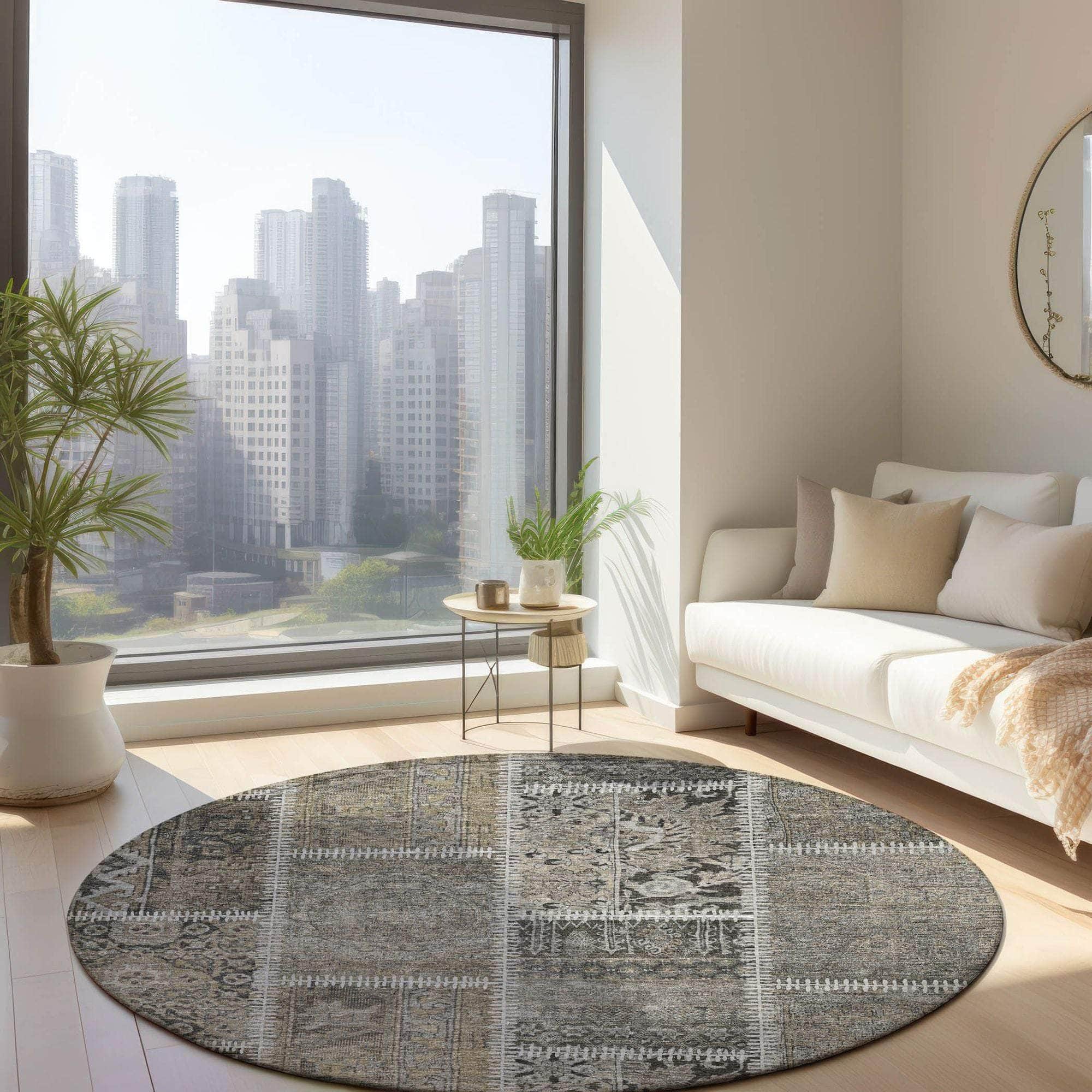 Machine Made ACN635 Taupe Brown Rugs