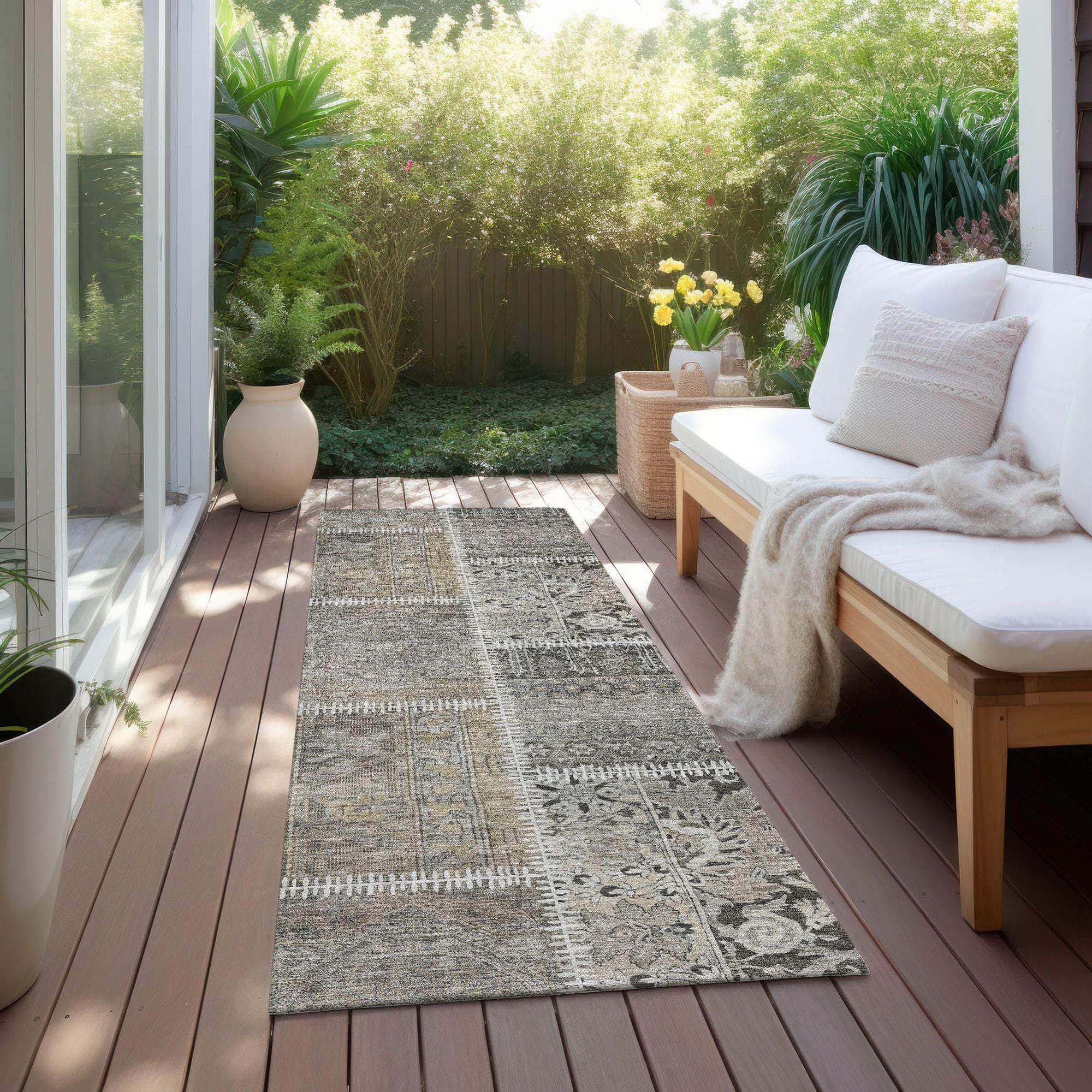 Machine Made ACN635 Taupe Brown Rugs