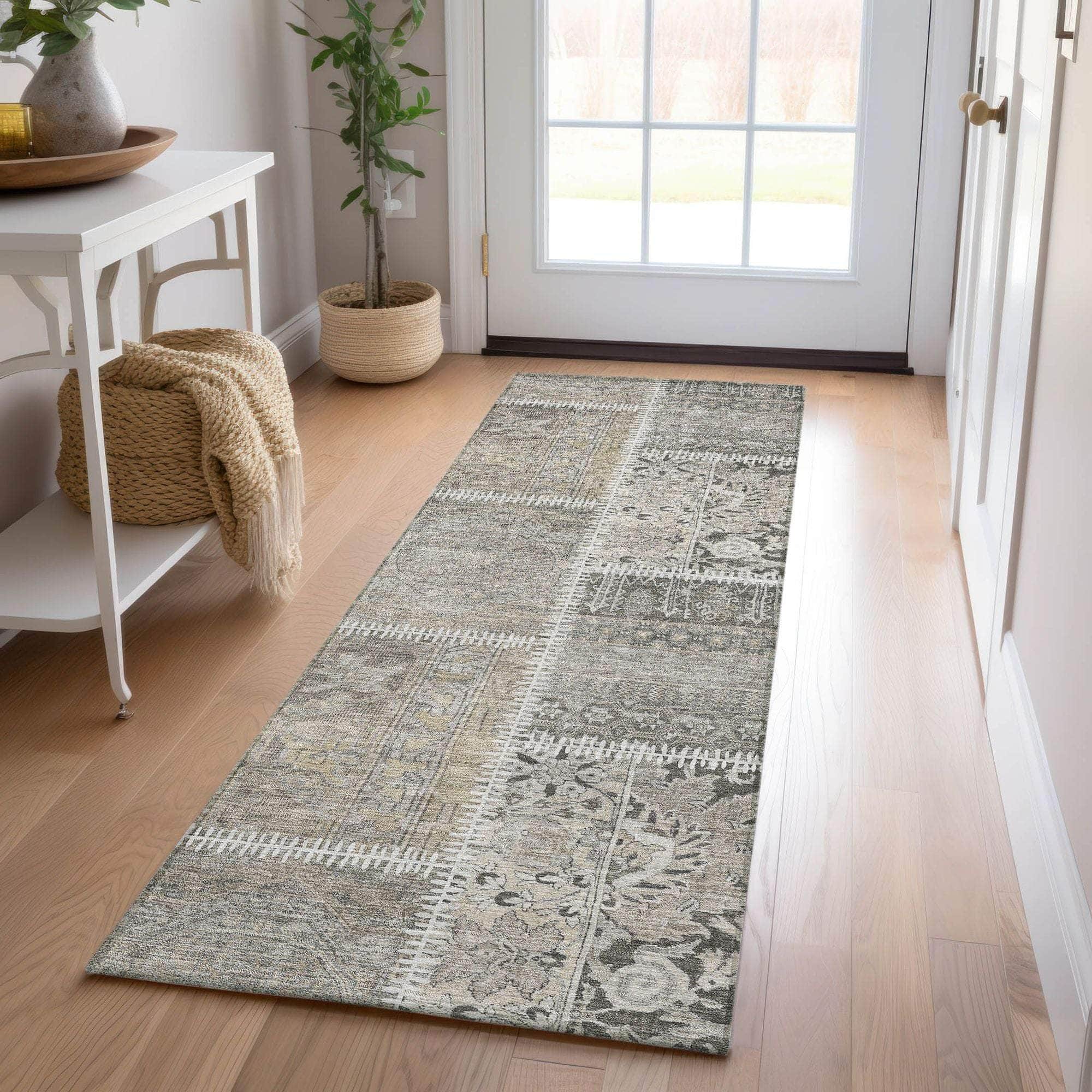Machine Made ACN635 Taupe Brown Rugs