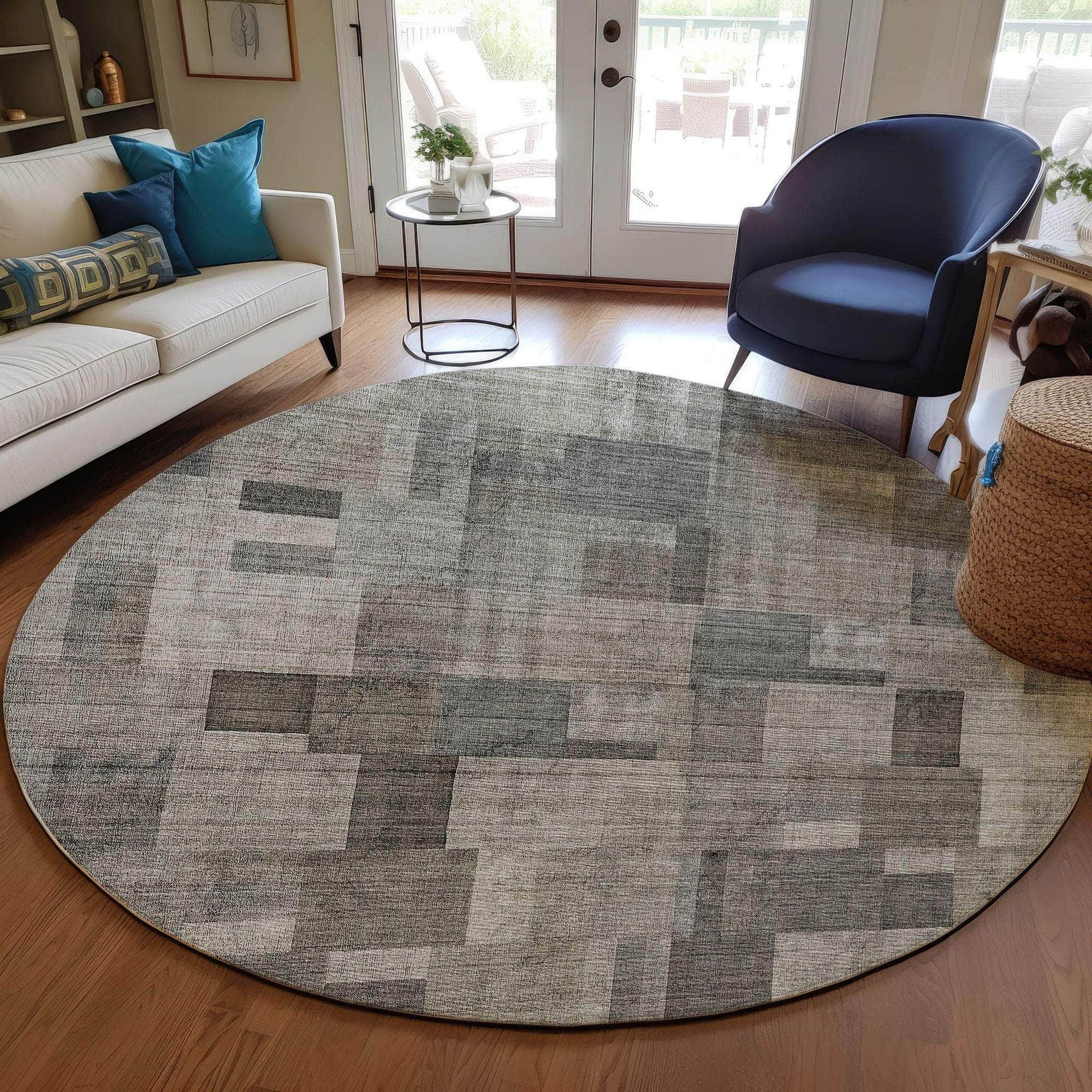 Machine Made ACN639 Taupe Brown Rugs