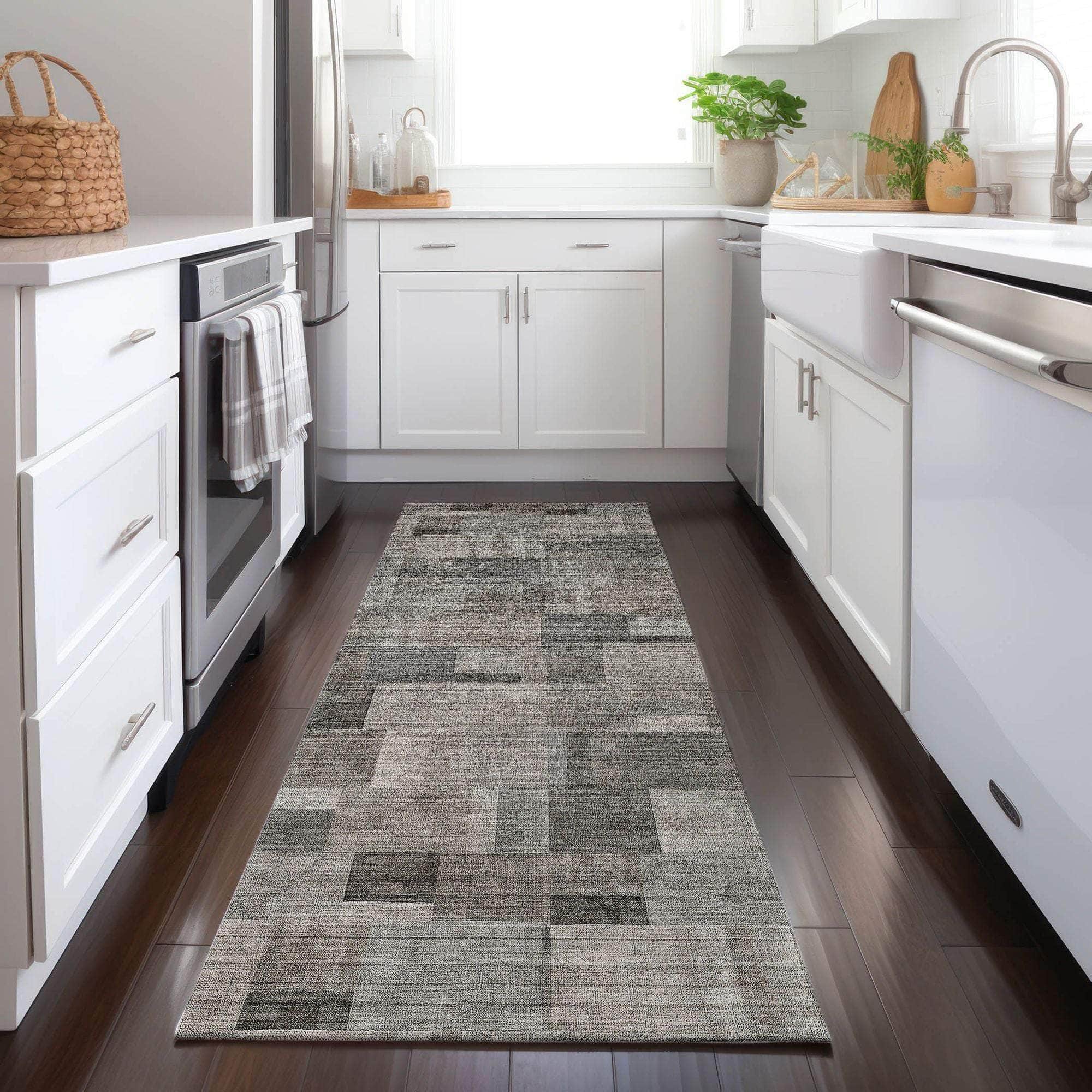 Machine Made ACN639 Taupe Brown Rugs