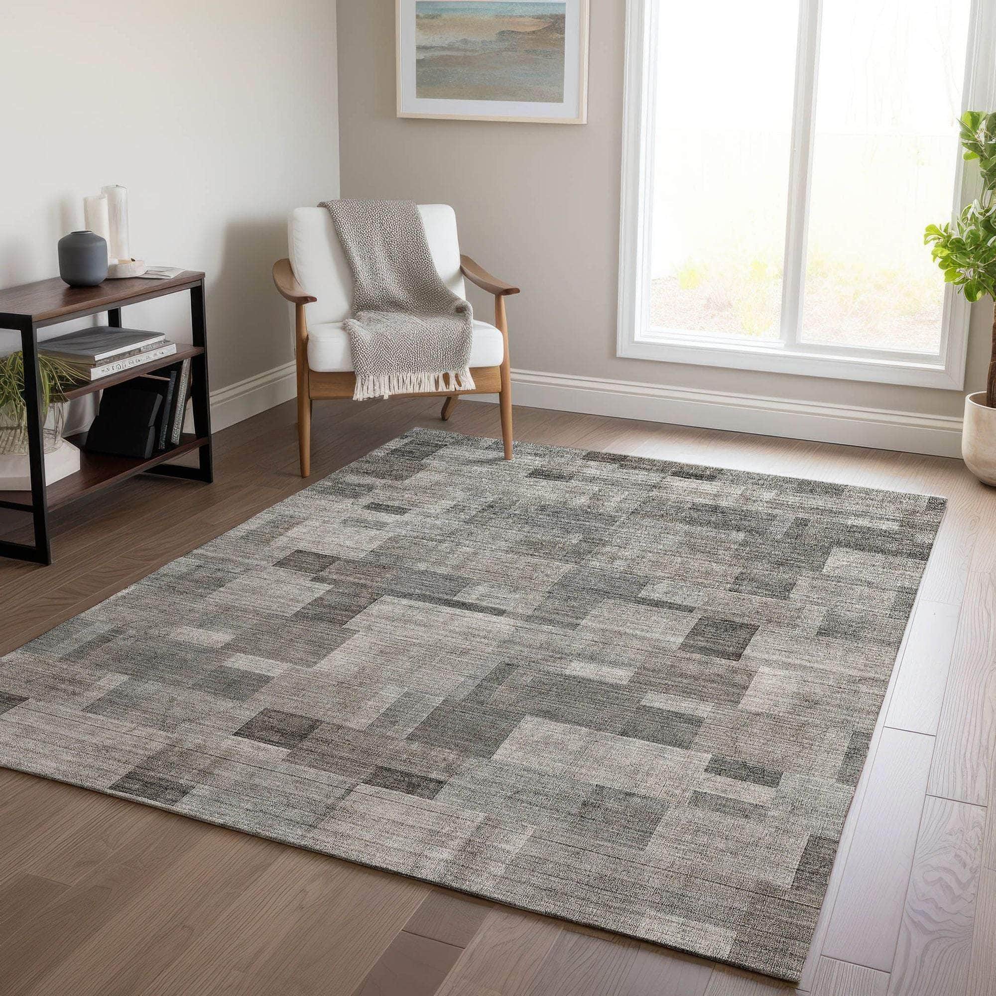 Machine Made ACN639 Taupe Brown Rugs
