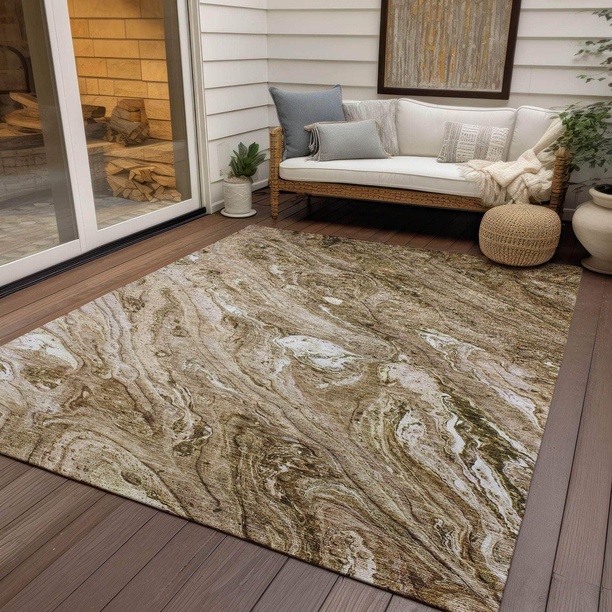 Machine Made ACN640 Brown Rugs