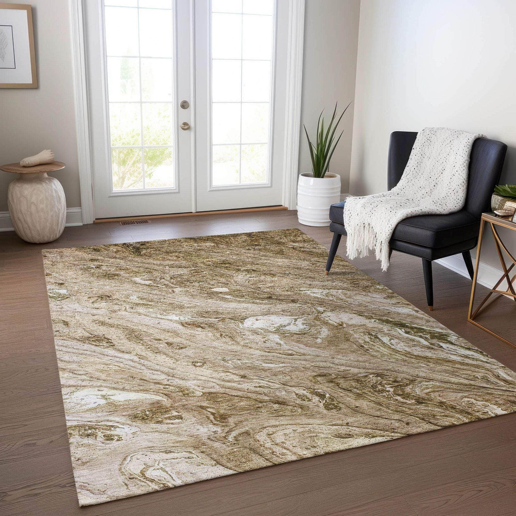 Machine Made ACN640 Brown Rugs