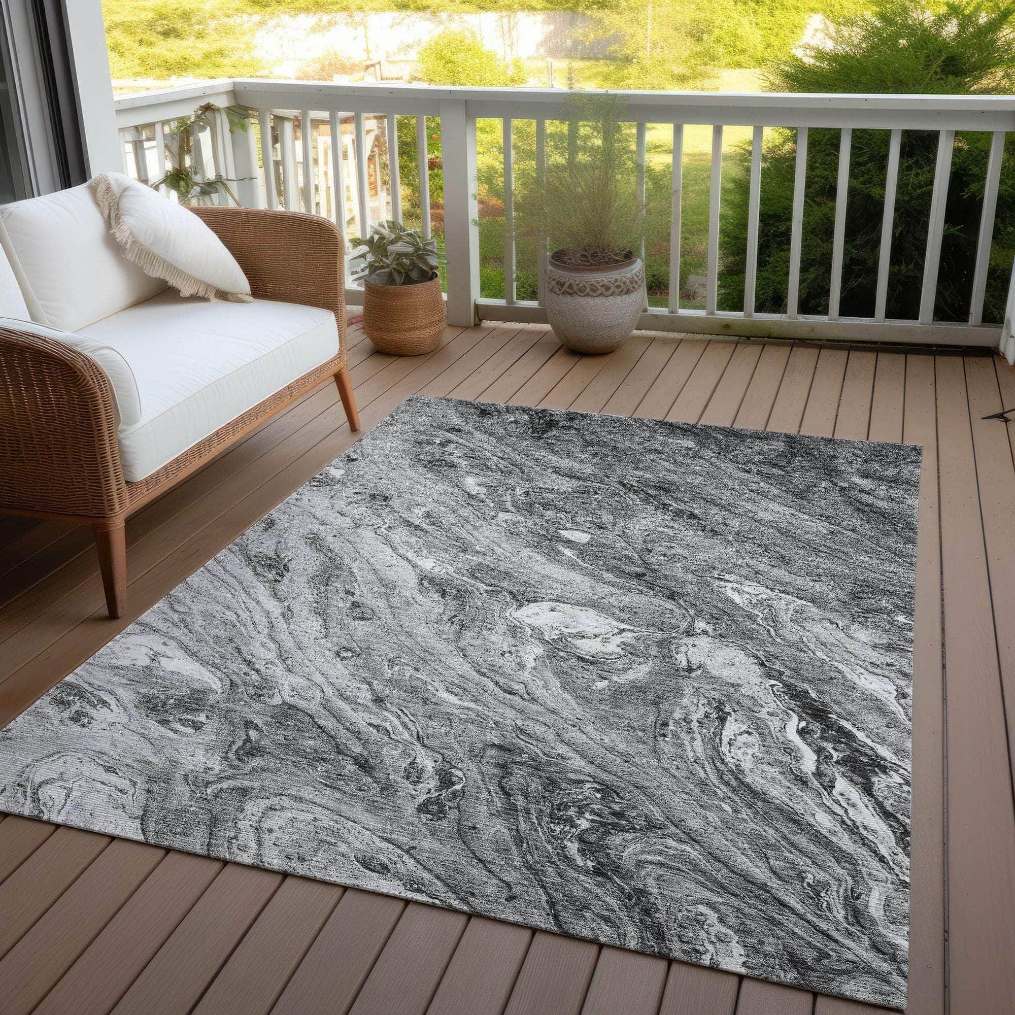 Machine Made ACN640 Gray Rugs