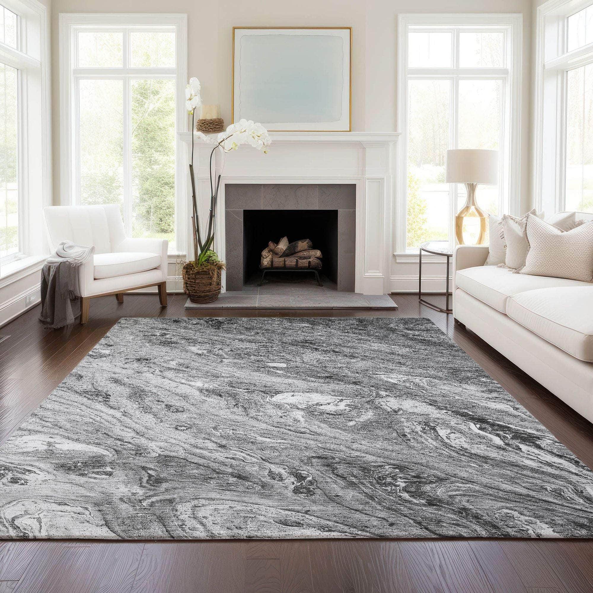 Machine Made ACN640 Gray Rugs