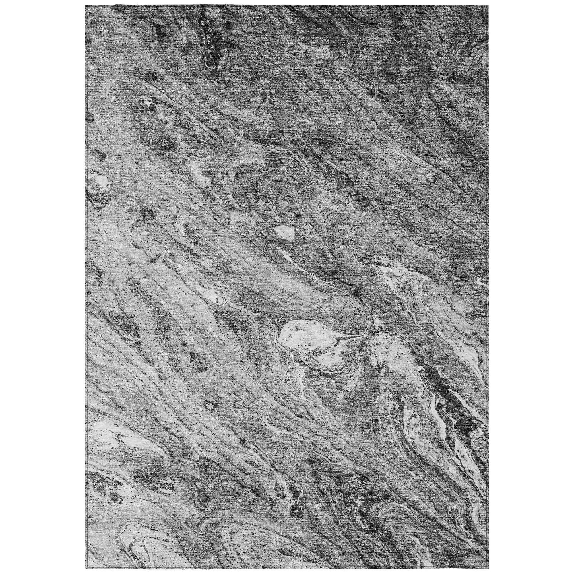 Machine Washable Gray Rug - Indoor / Outdoor - Kids / Pet Friendly Abstract Print Rug